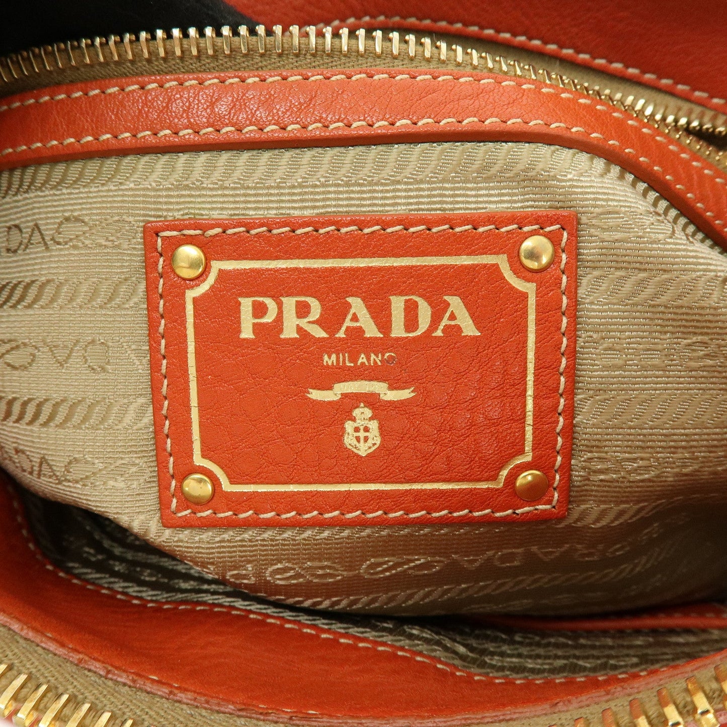 Prada Logo Leather 2Way Bag Hand Bag Shoulder Bag Orange【Pre-order】