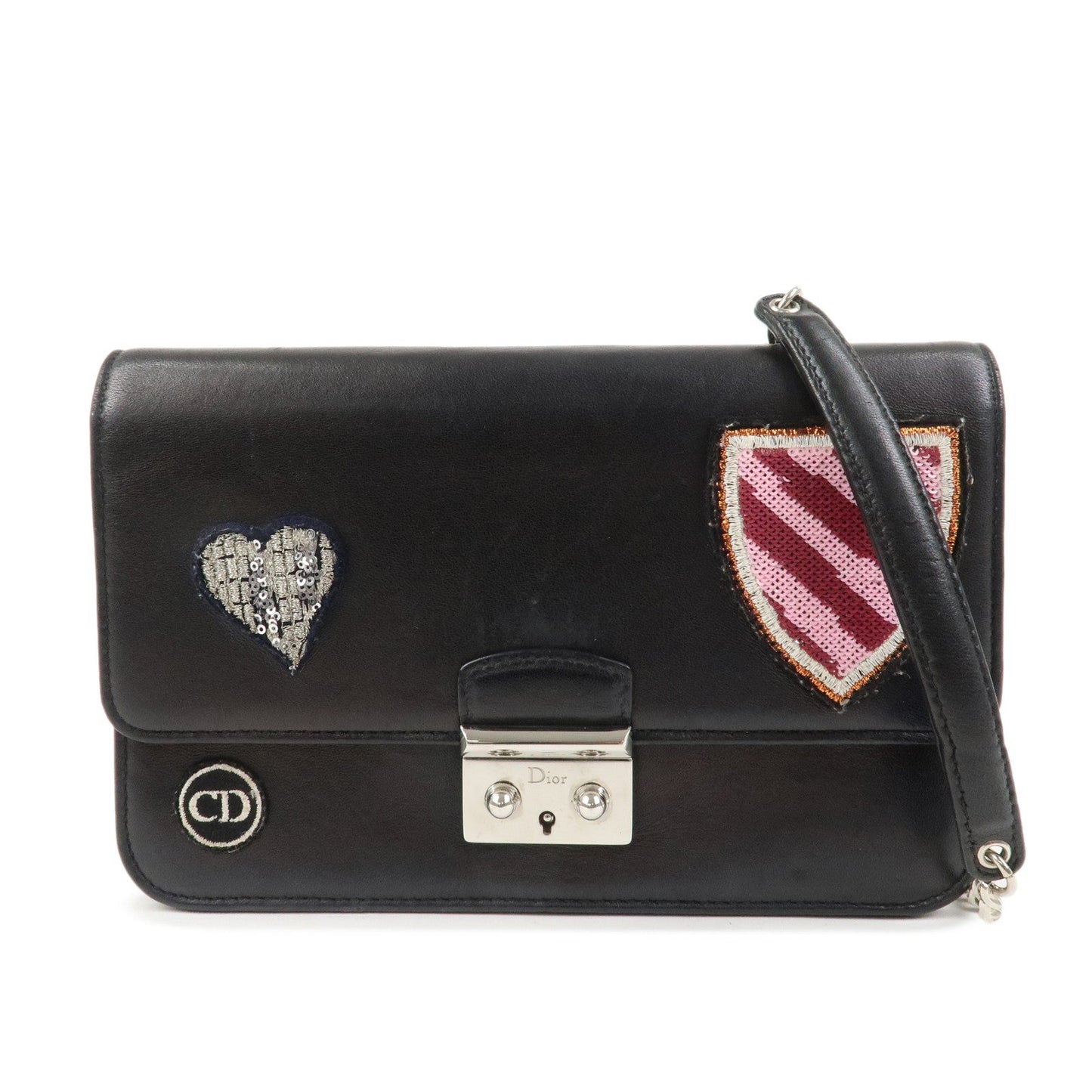 Christian Dior Leather Chain Shoulder Bag Heart Embroidery【Pre-order】