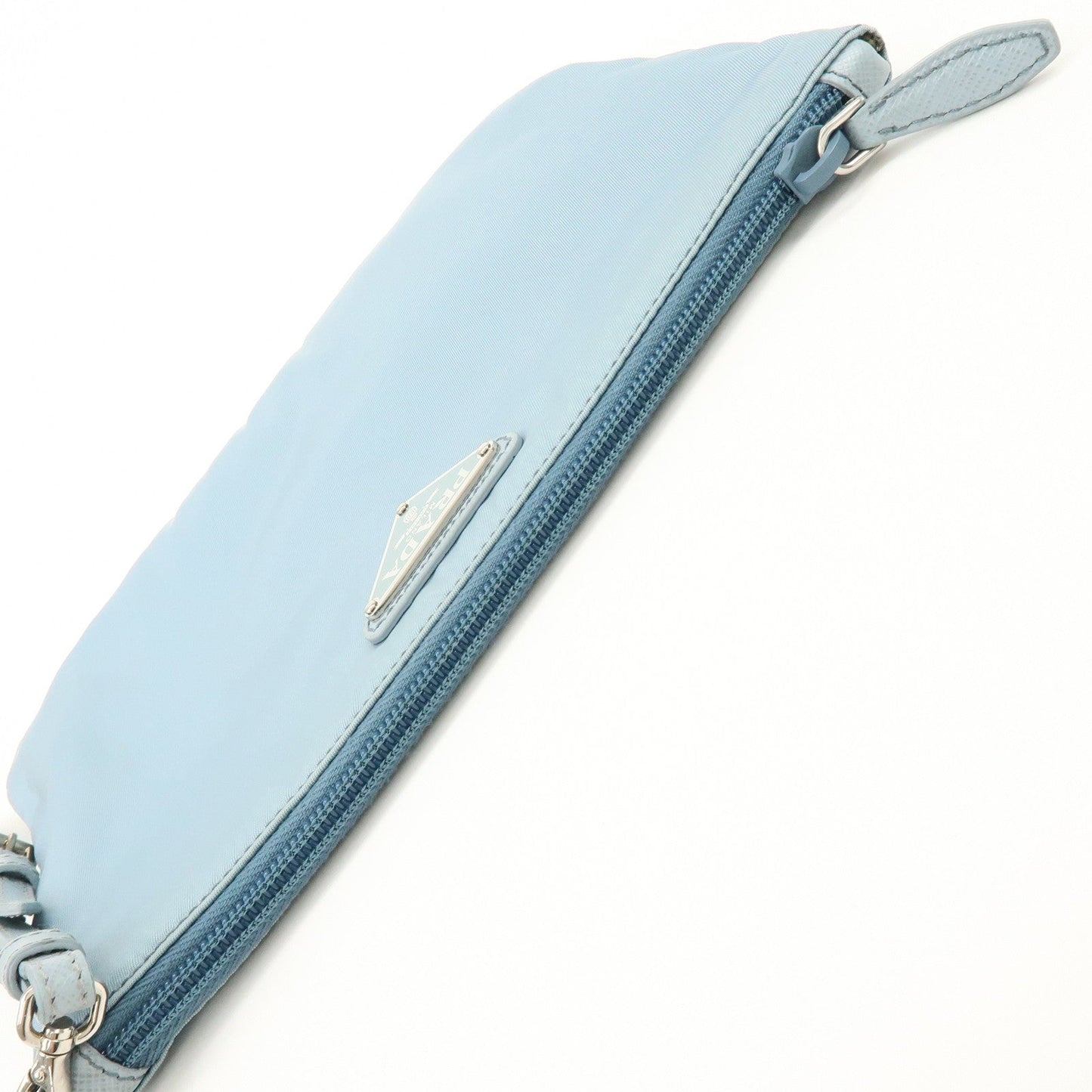 Prada Triangle Logo TESSUTO IMPUNTU Nylon Pouch Light Blue 1NH545【Pre-order】
