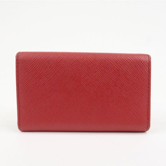 Prada Logo Saffiano Leather Ribbon 6 Rings Key Case Red 1PG222【Pre-order】