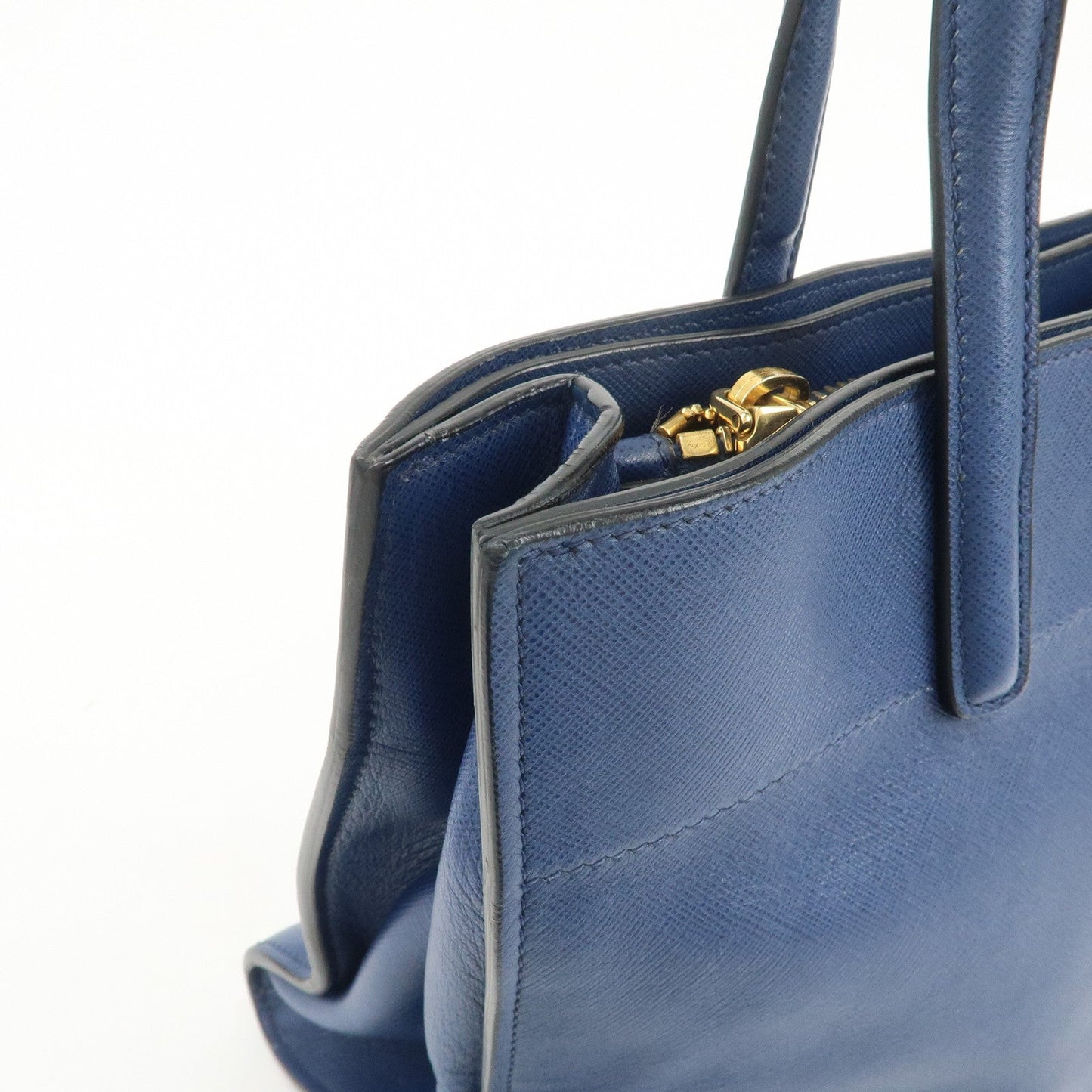 Prada Triangle Logo Saffiano Leather 2Way Bag Hand Bag Navy【Pre-order】