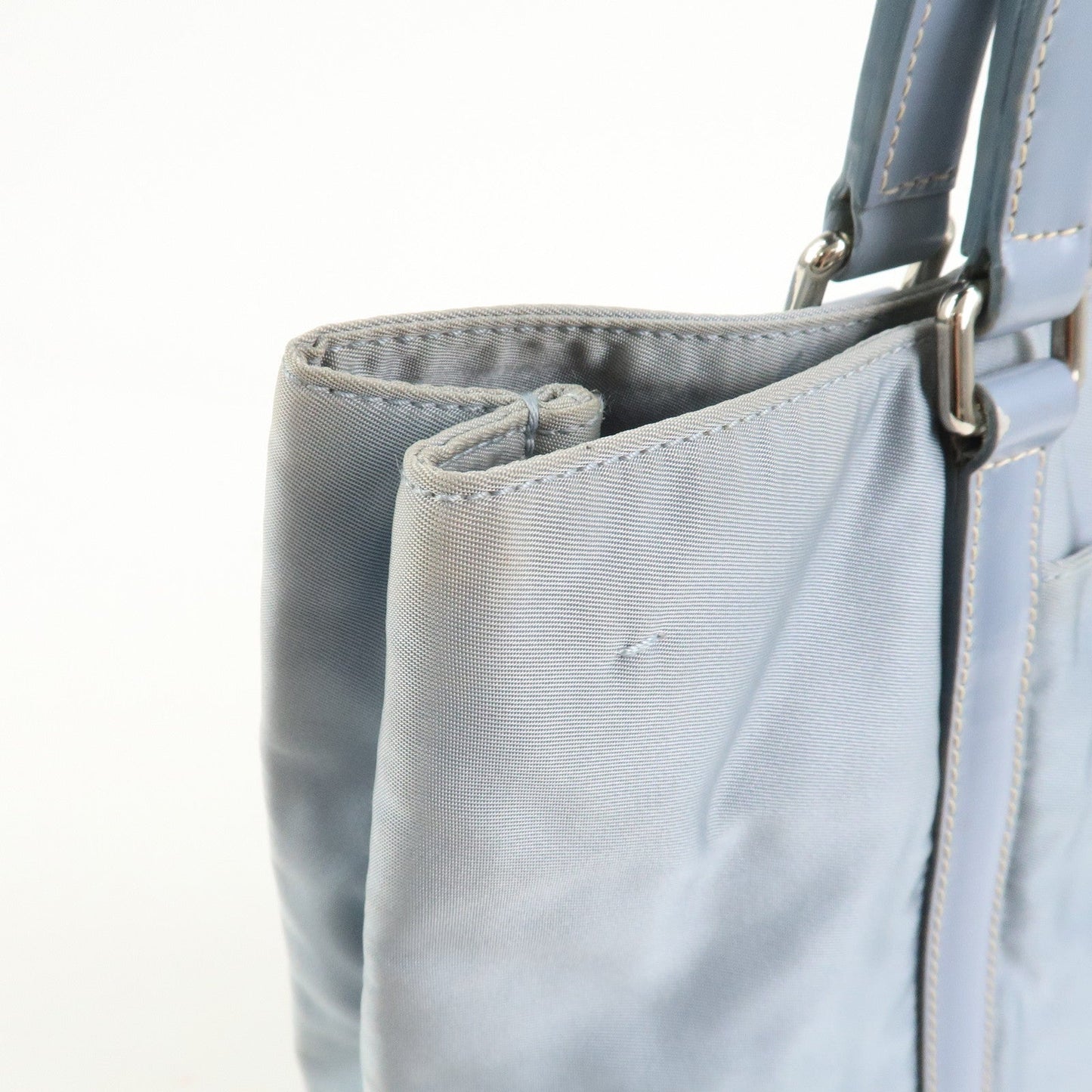 Prada Triangle Logo Nylon Leather Hand Bag Light Blue【Pre-order】