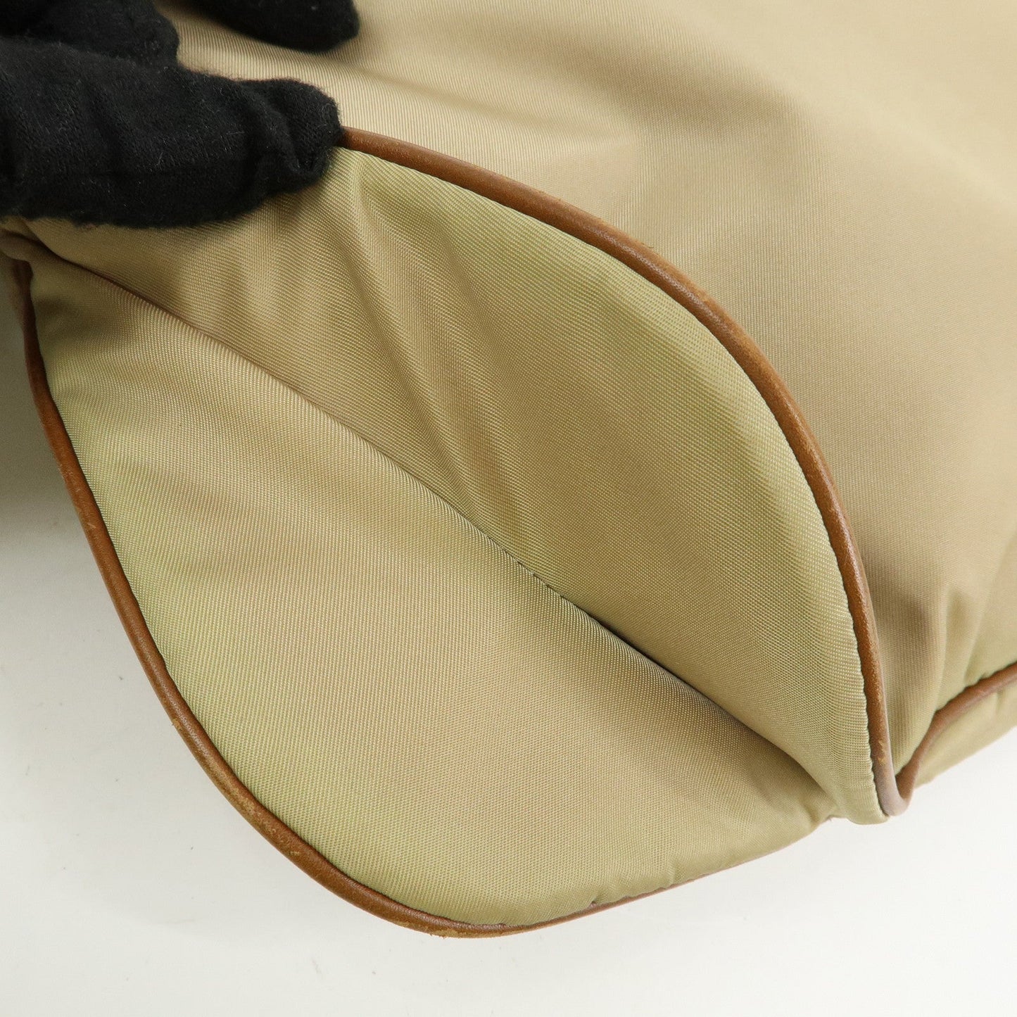 Prada Triangle Logo Nylon Leather Shoulder Bag Crossbody Bag Beige【Pre-order】