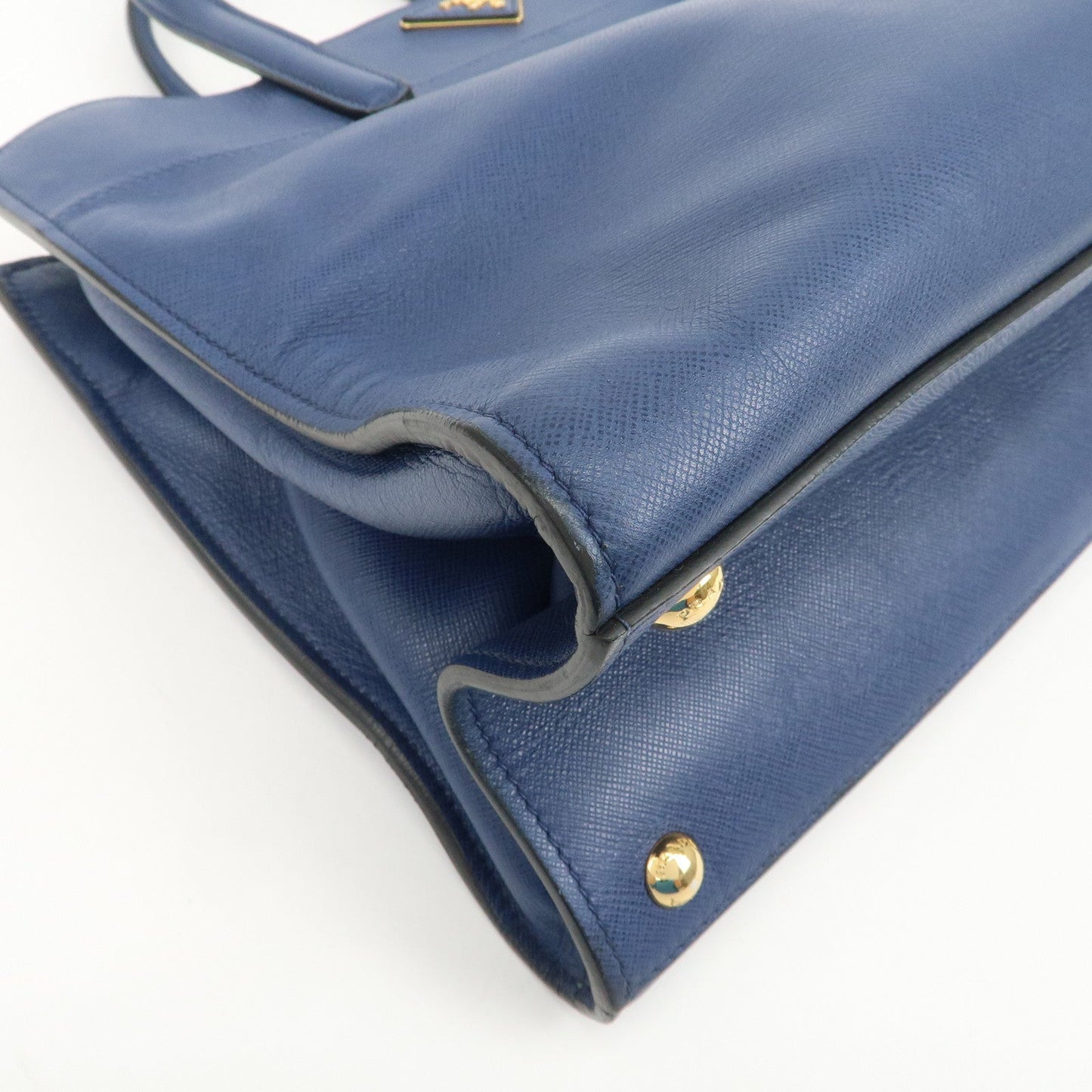Prada Triangle Logo Saffiano Leather 2Way Bag Hand Bag Navy【Pre-order】