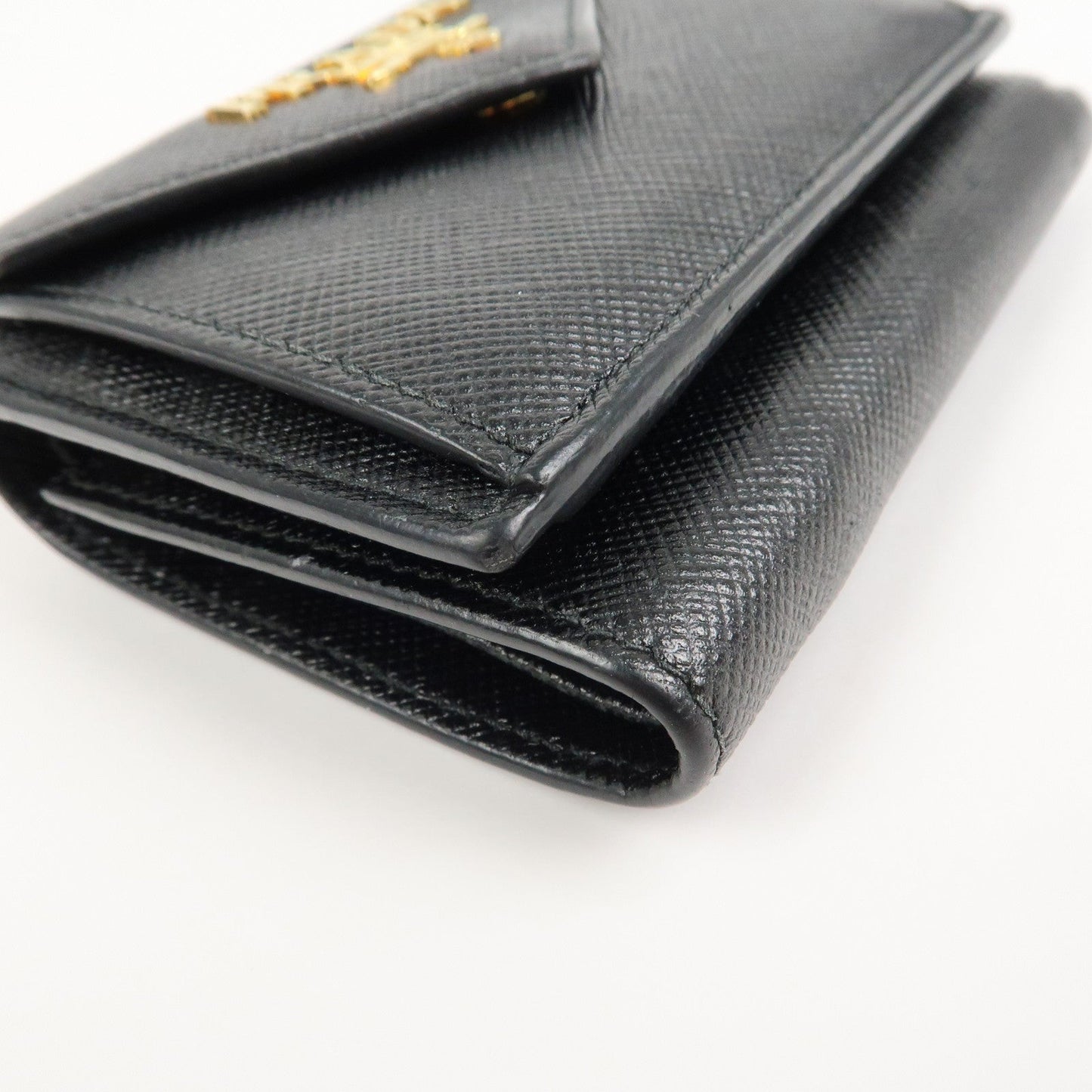 Prada Logo Saffiano Metal Tri-fold Small Wallet Black 1MH021【Pre-order】