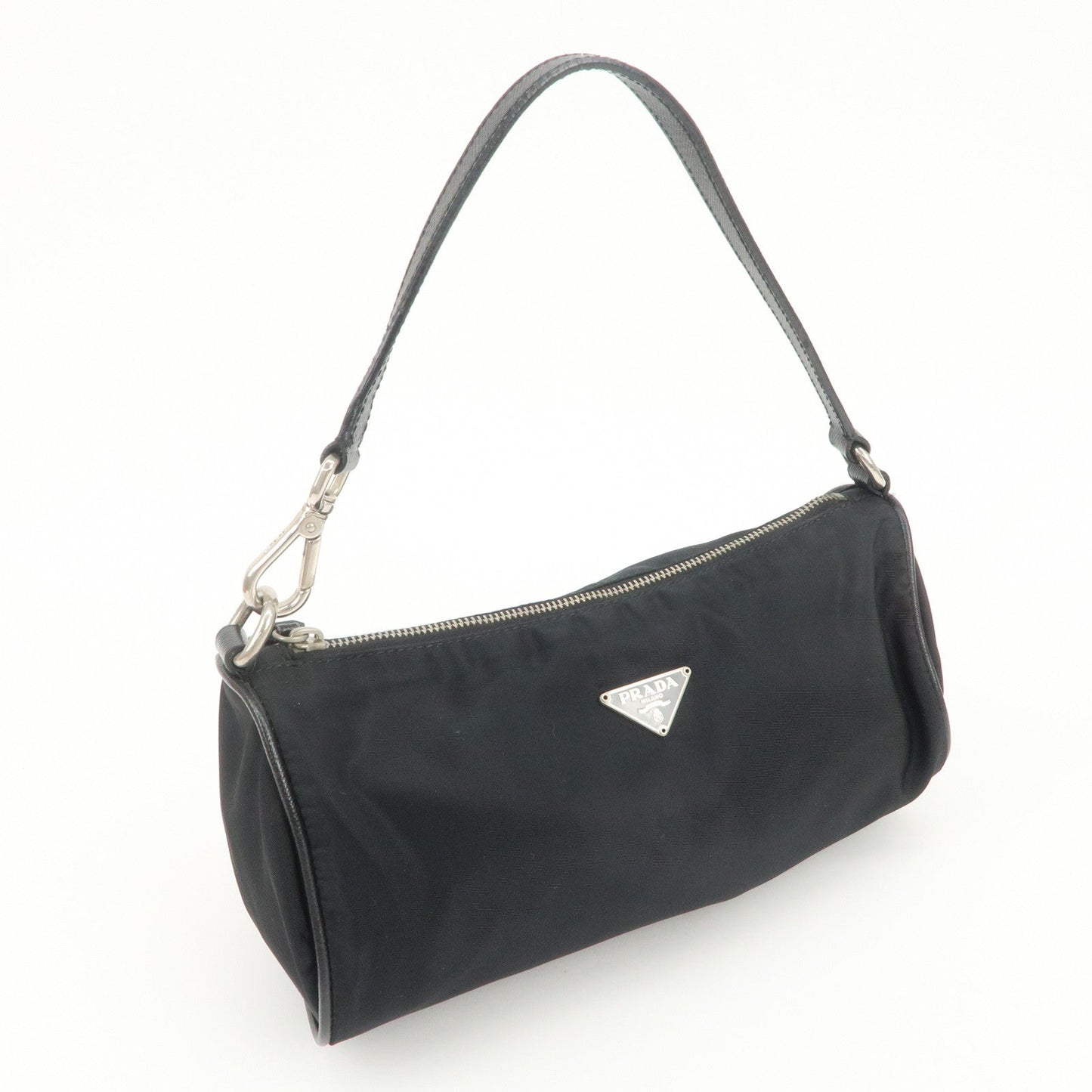 Prada Triangle Logo Nylon Saffiano Leather Hand Bag Black【Pre-order】