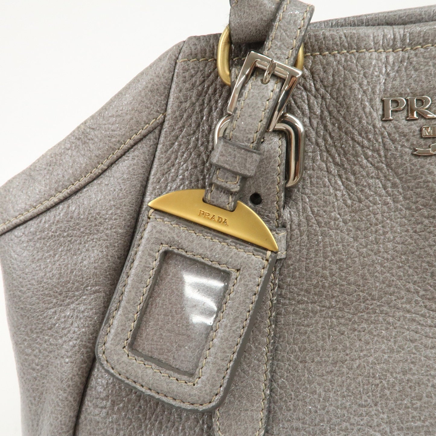 Prada Logo Leather 2Way Bag Hand Bag Shoulder Bag Gray BN1695【Pre-order】