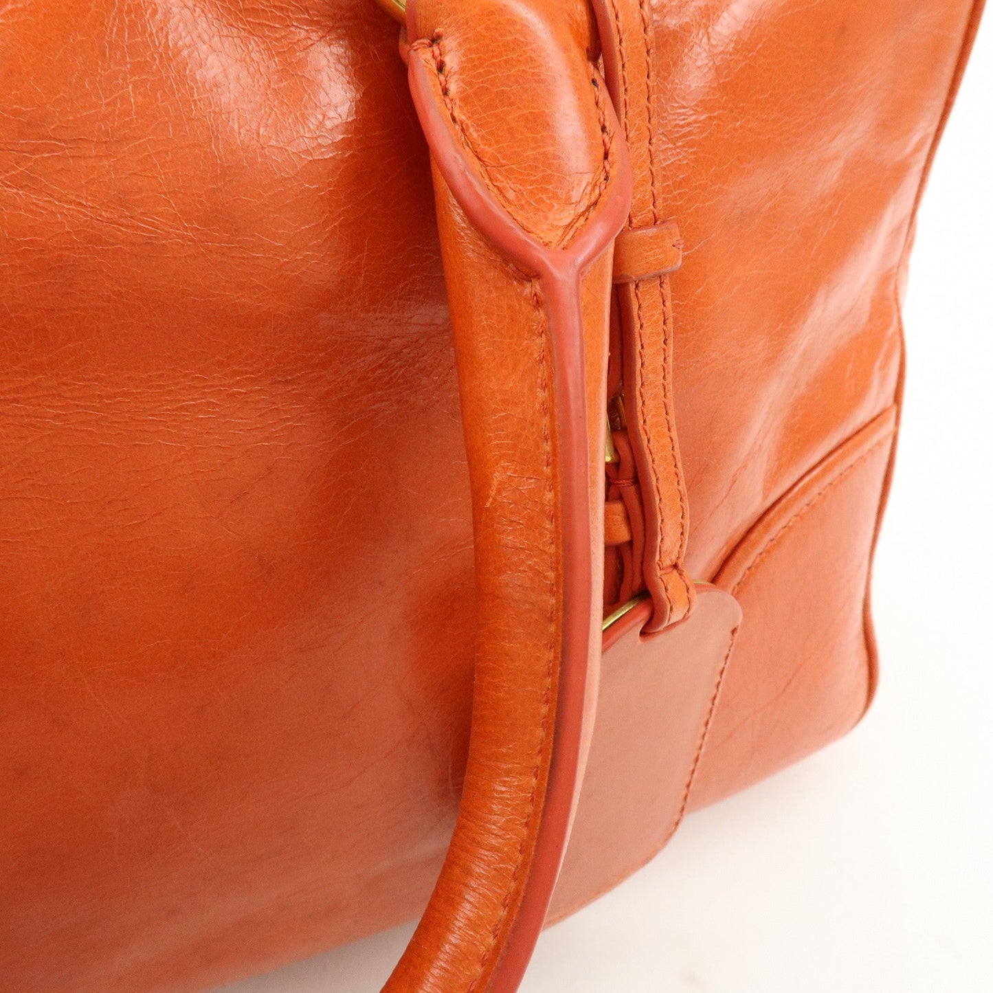 Prada Logo Leather Boston Bag Hand Bag Shoulder Bag Orange BL0821【Pre-order】