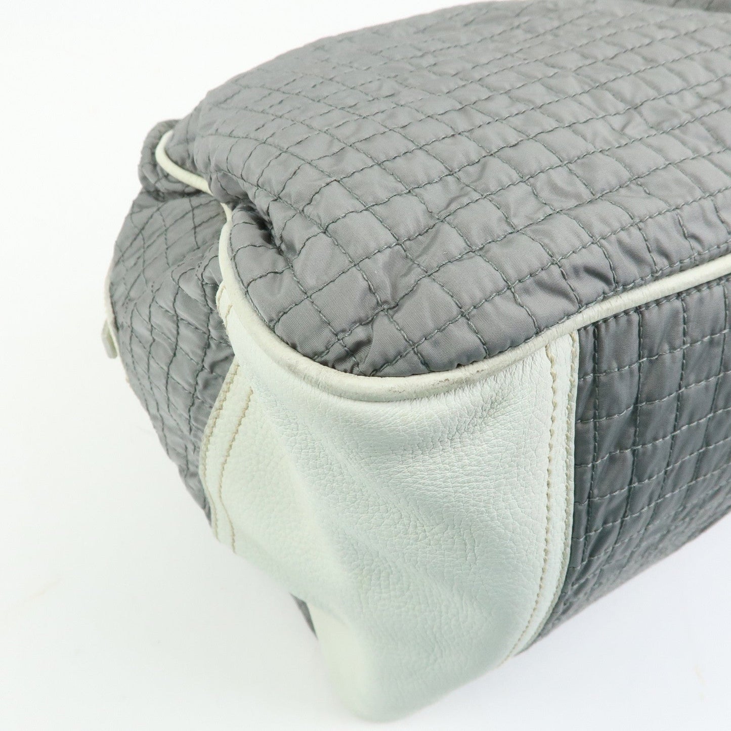 Prada Sports Nylon Leather Boston Bag Hand Bag Gray Irvory【Pre-order】