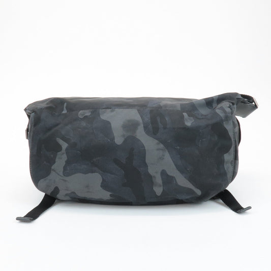 Prada Triangle Logo Nylon Camouflage Shoulder Bag Black Gray Navy Used【Pre-order】