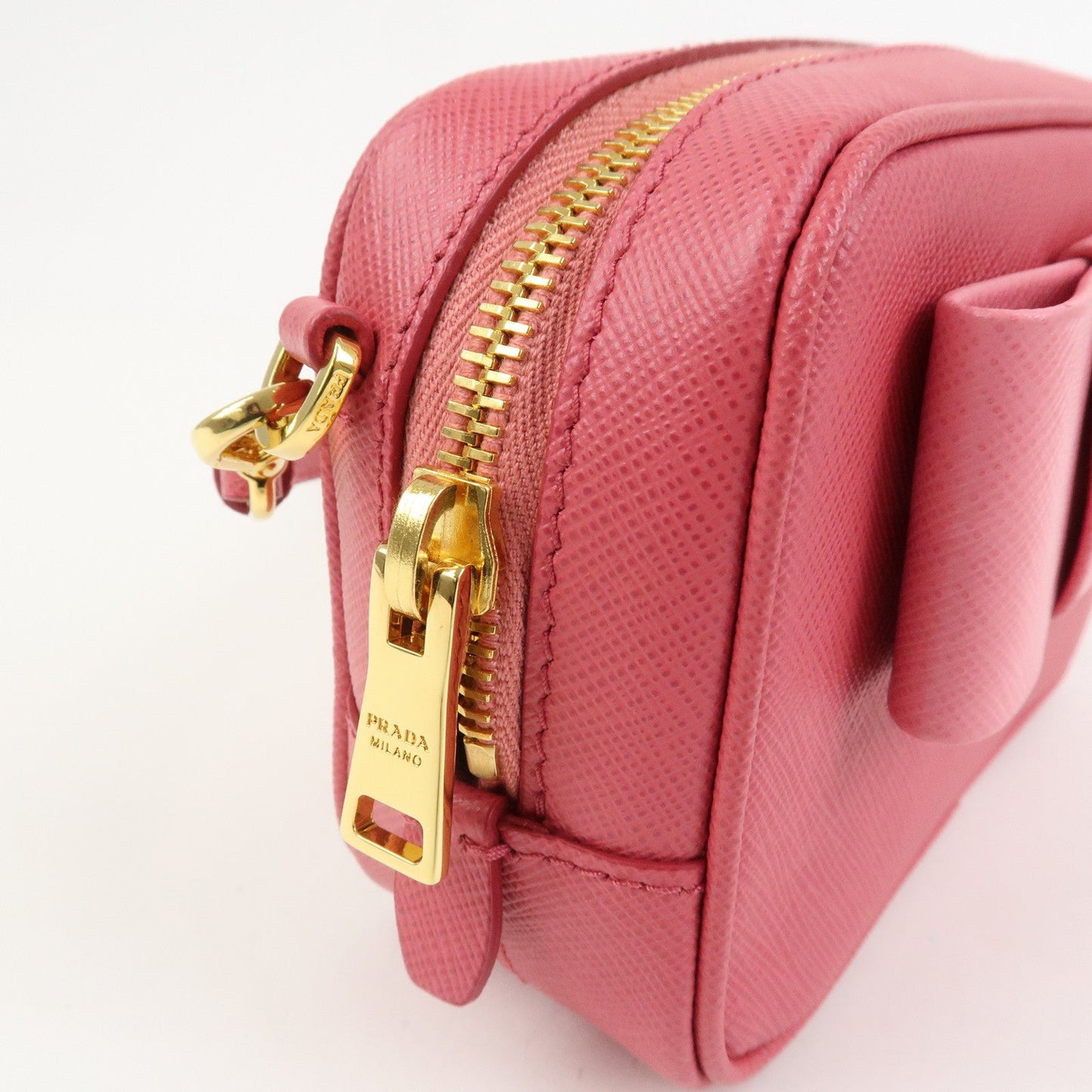 Prada Saffiano Leather Ribbon Mini Camera Shoulder Bag Pink 1N1674【Pre-order】