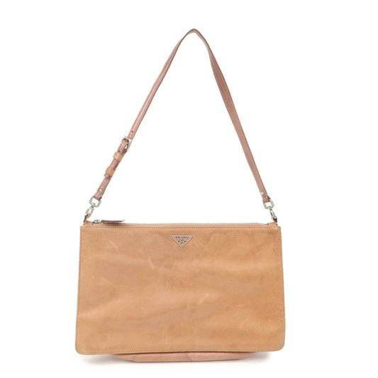 Prada Triangle Logo Leather Shoulder Bag Hand Bag Brown Used【Pre-order】