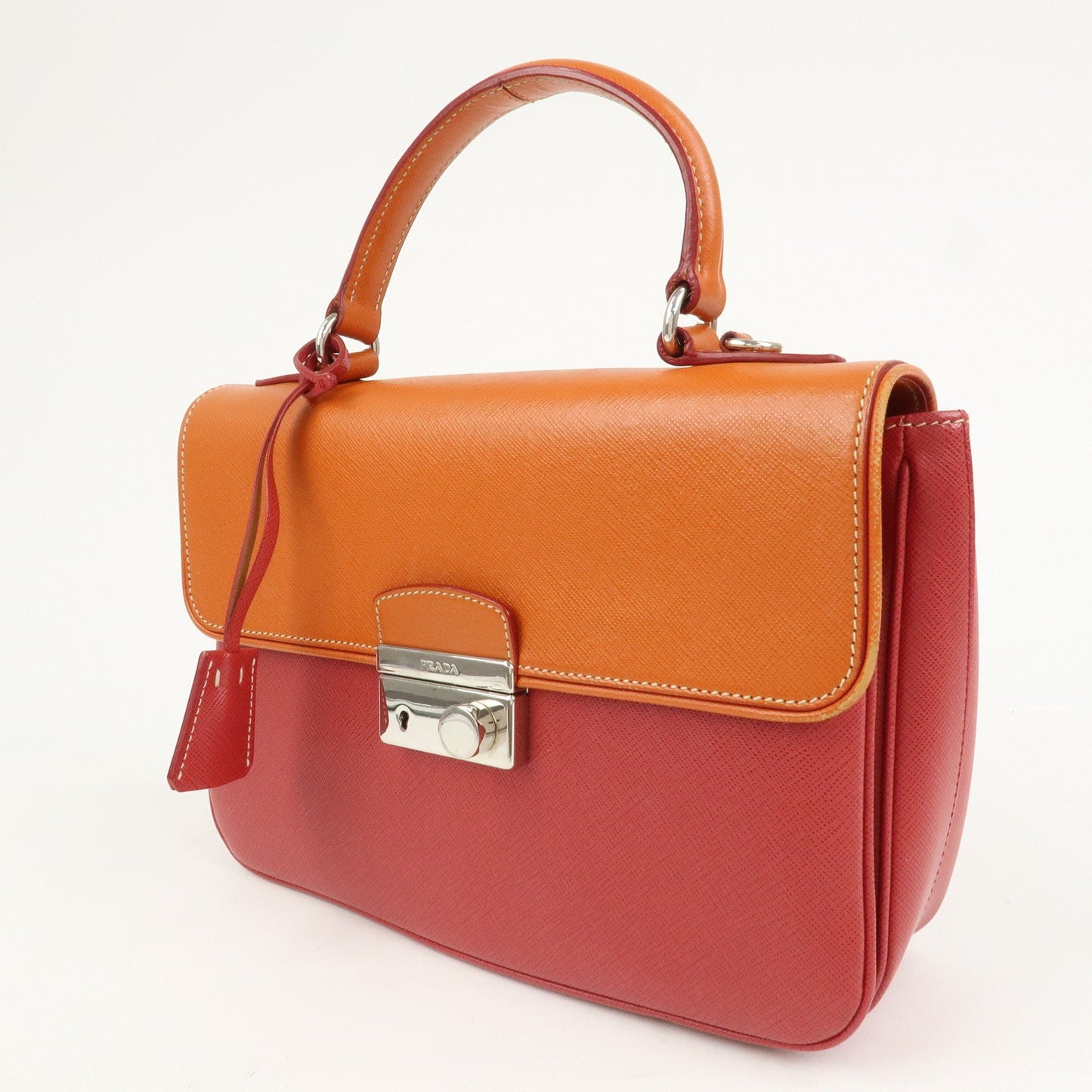 Prada Saffiano Leather 2 Way Bag Tote Bag Shoulder Bag Orange Red【Pre-order】