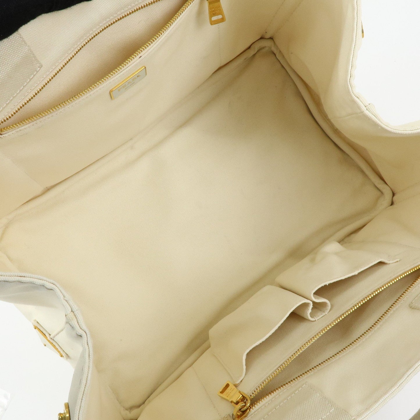Prada Canapa Large Triangle Logo Tote Hand Bag Ivory BN1872【Pre-order】