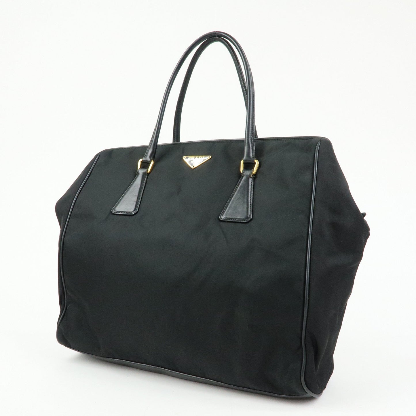 Prada Triangle Logo Nylon Leather Hand Bag Tote Shoulder Bag Black【Pre-order】