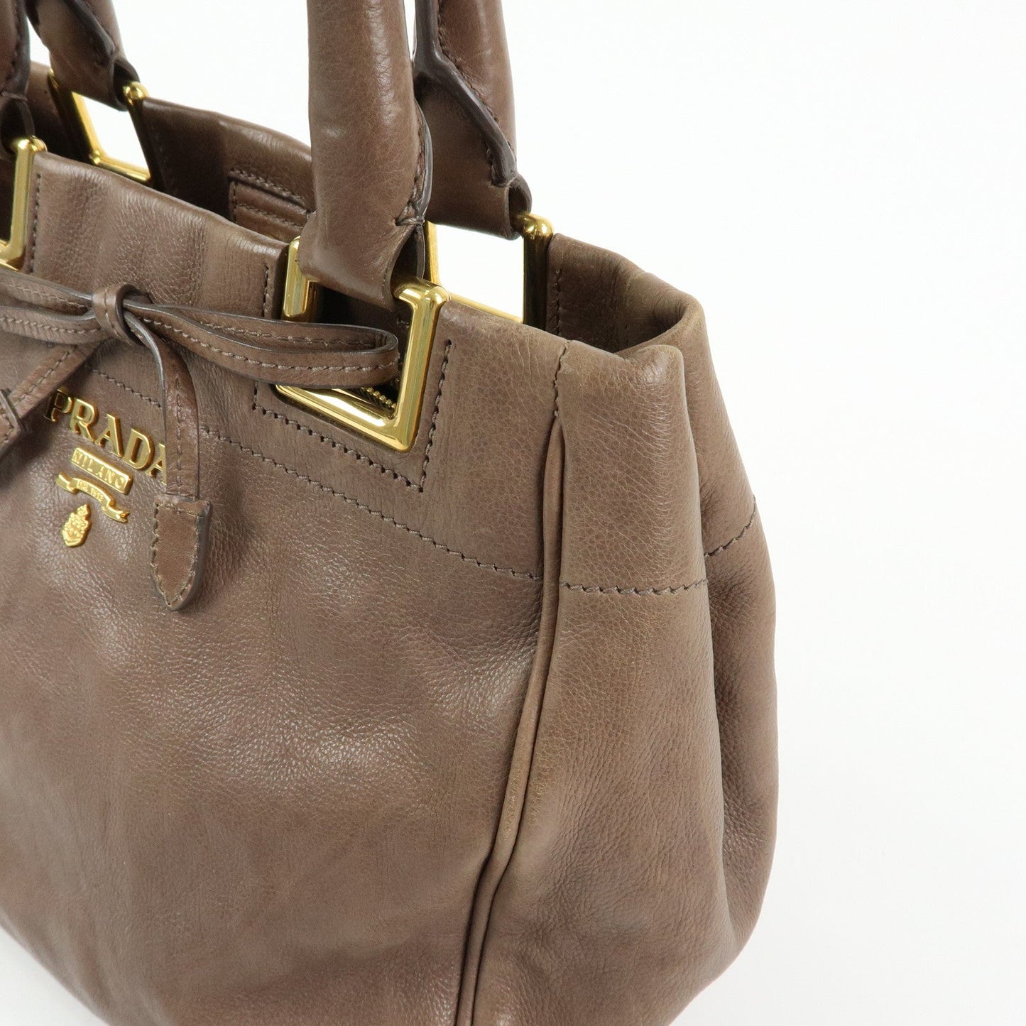 Prada Calf Leather 2Way Bag Shoulder Bag Ribbon Brown BN2245【Pre-order】