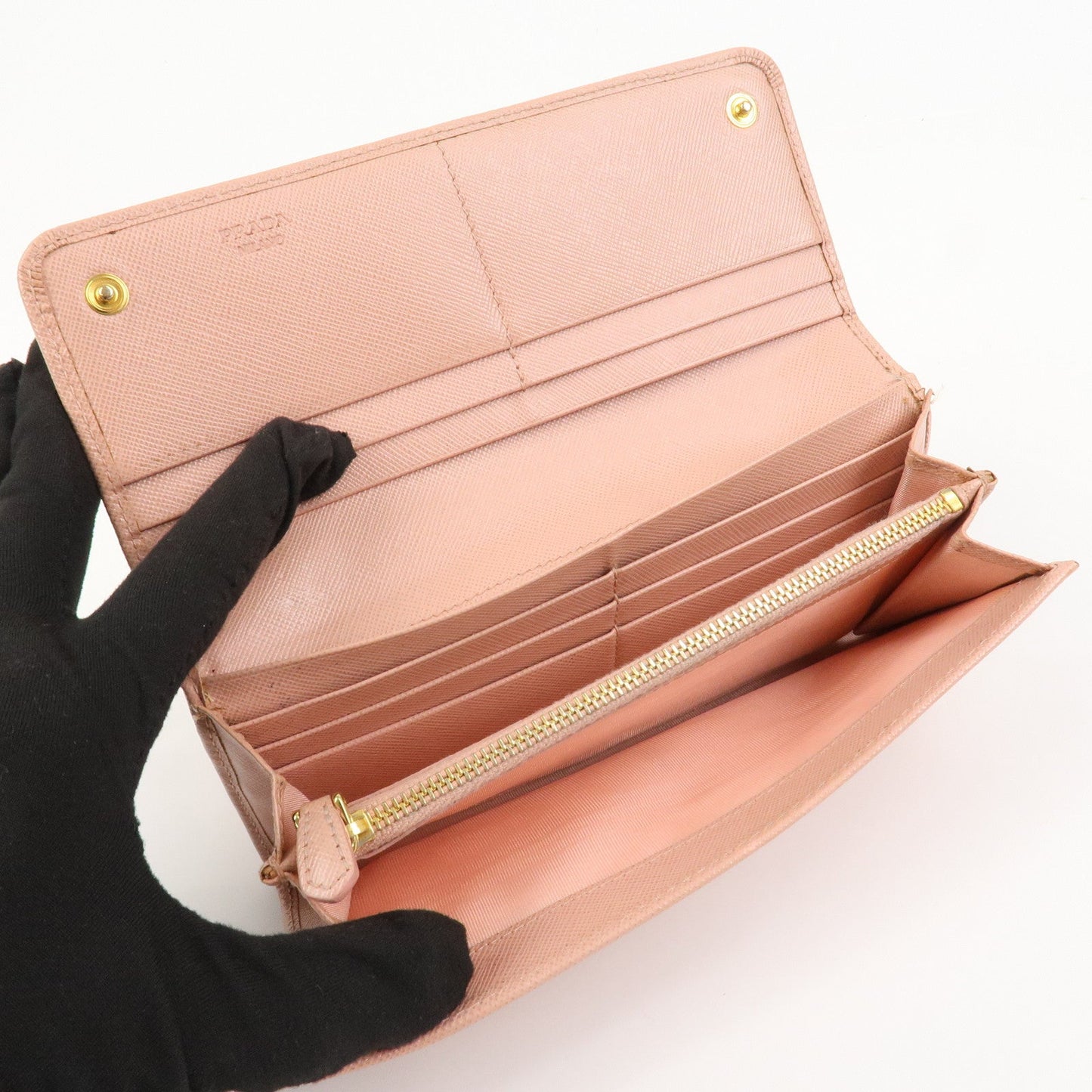Prada Logo Saffiano Leather Ribbon Long Wallet Pink 1M1132【Pre-order】