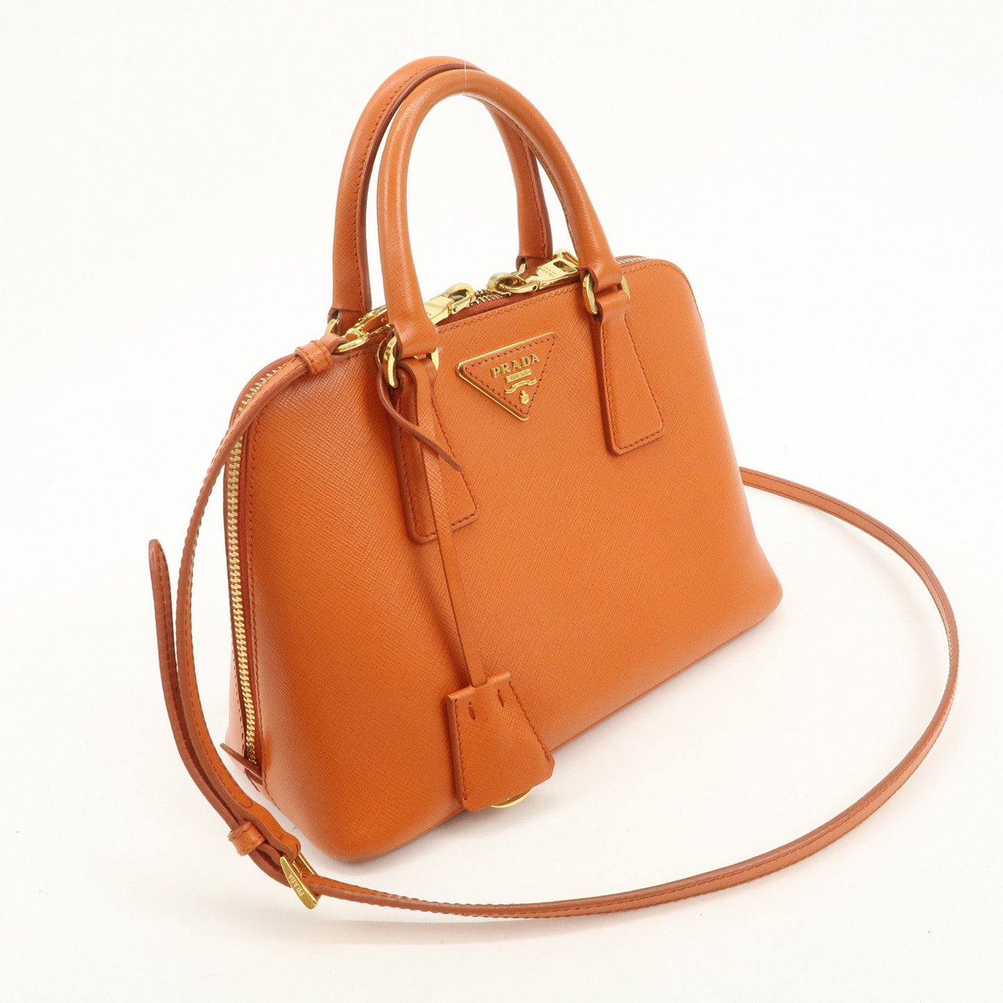 Prada Saffiano Leather Promenade Small 2Way Hand Bag Orange BL0838【Pre-order】