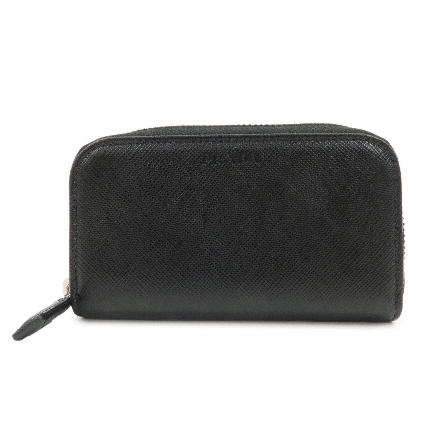 Prada Saffiano Leather Round Zippy Key Case Black 2PG604 Used【Pre-order】