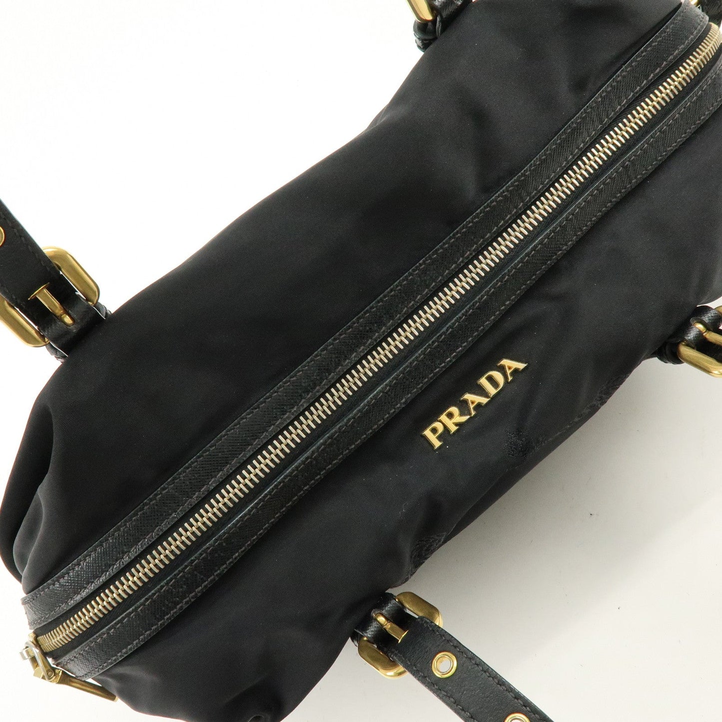 Prada Logo Nylon Leather Boston Bag Shoulder Bag Black BL0600【Pre-order】