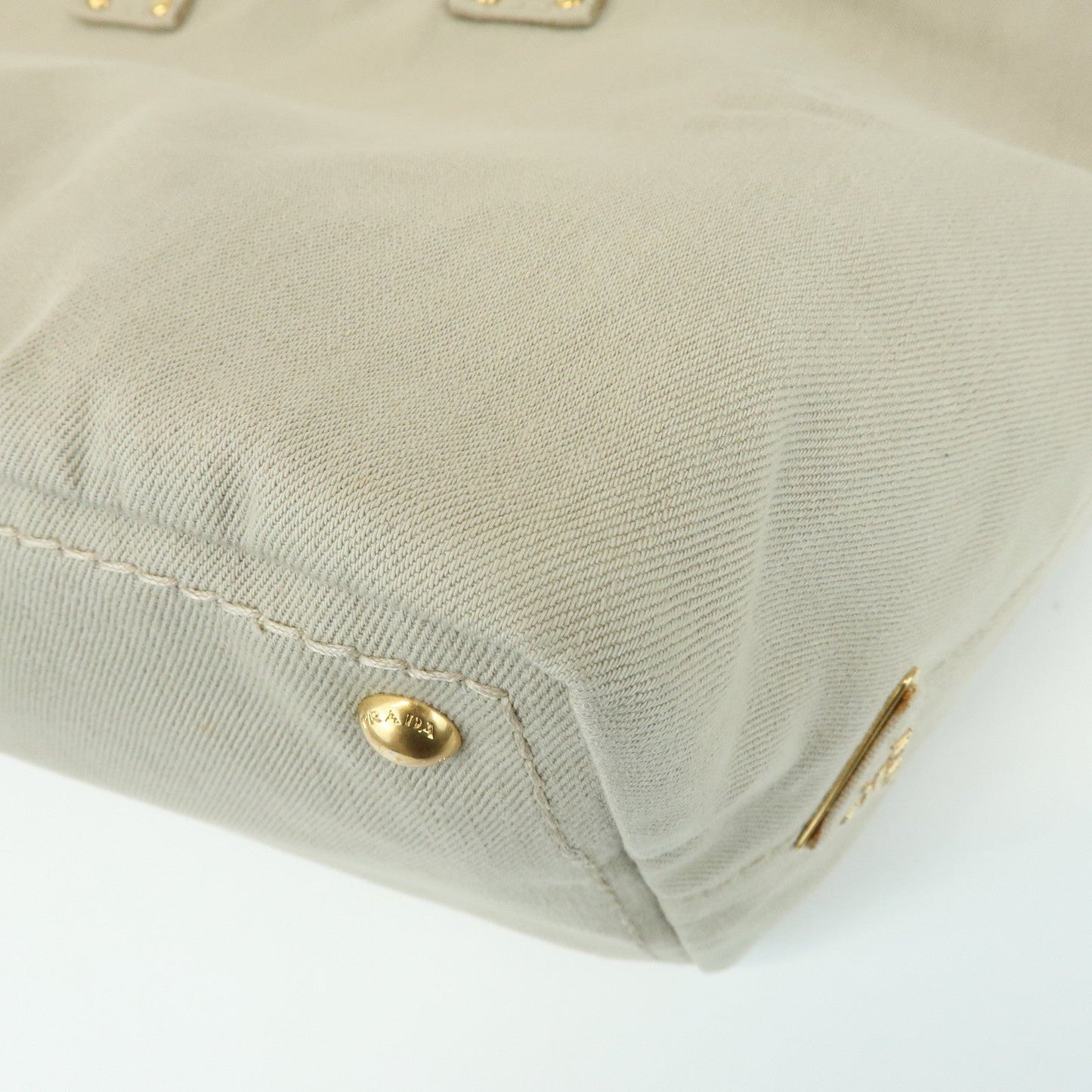 Prada Triangle Logo Denim Tote Bag Shoulder Bag Light Beige BN2091【Pre-order】