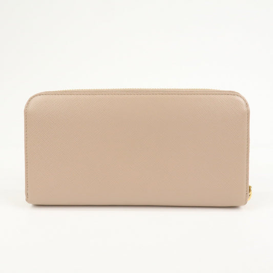 Prada Logo Saffiano Leather Round Zippy Long Wallet Beige 1ML506【Pre-order】