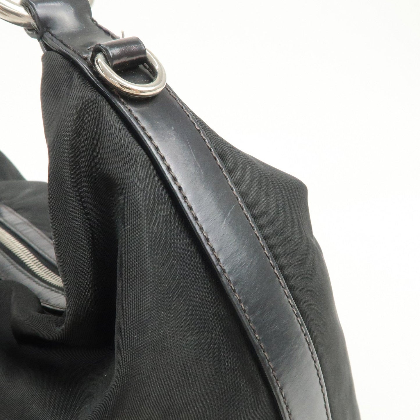 Prada Logo Nylon Leather Shoulder Bag Hand Bag Black BR3287【Pre-order】