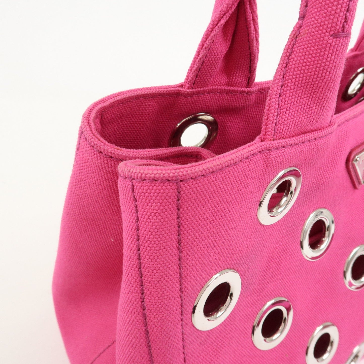 Prada Grommet Canapa Mini Canvas 2Way Bag Hand Bag Pink 1BG439【Pre-order】