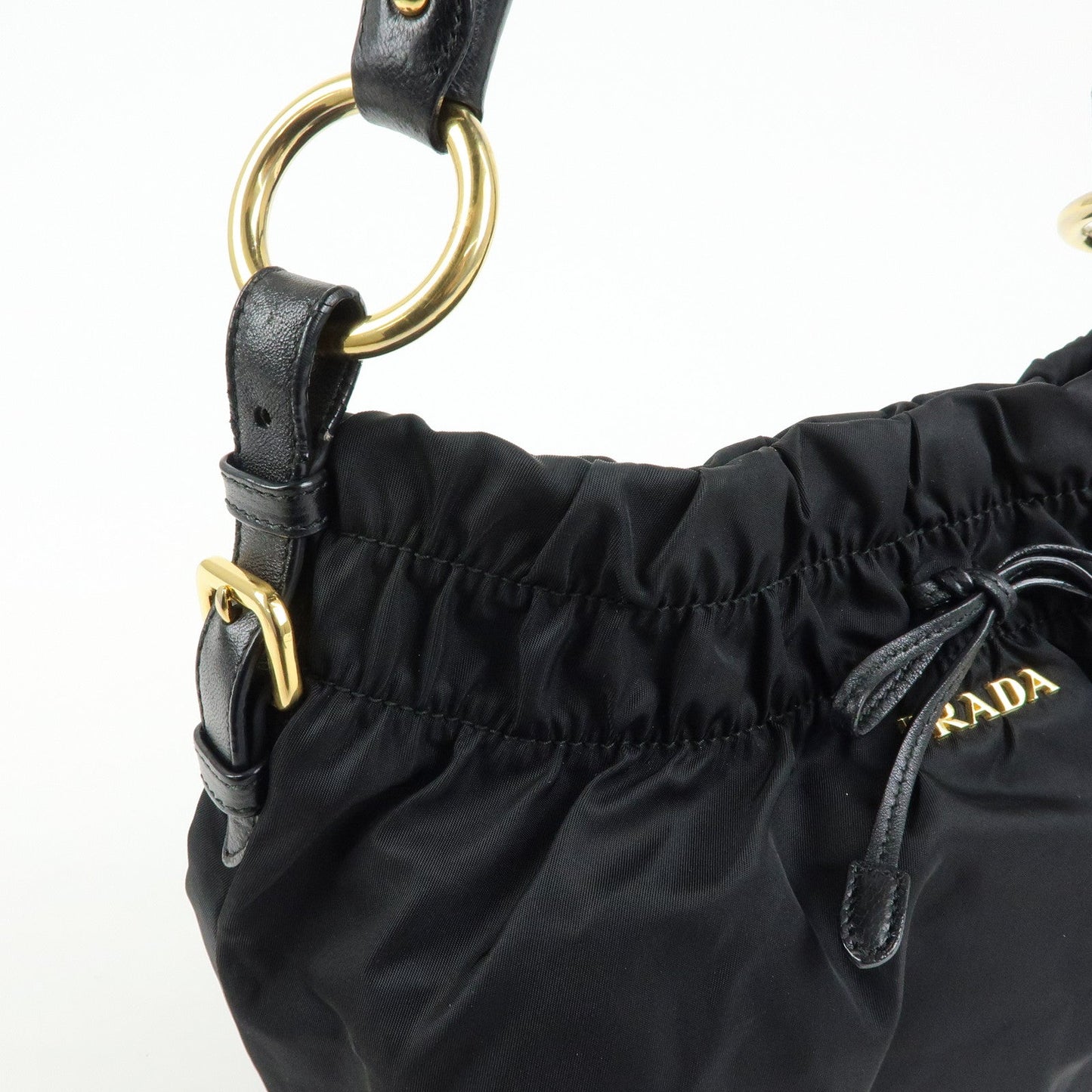 Prada Ribbon Nylon Leather Shoulder Bag Hand Bag Black BR4237【Pre-order】