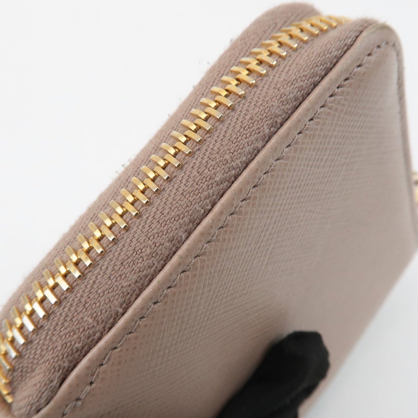 Prada Logo Saffiano Leather Zippy Coin Case Pink Beige 1ML025 Used【Pre-order】