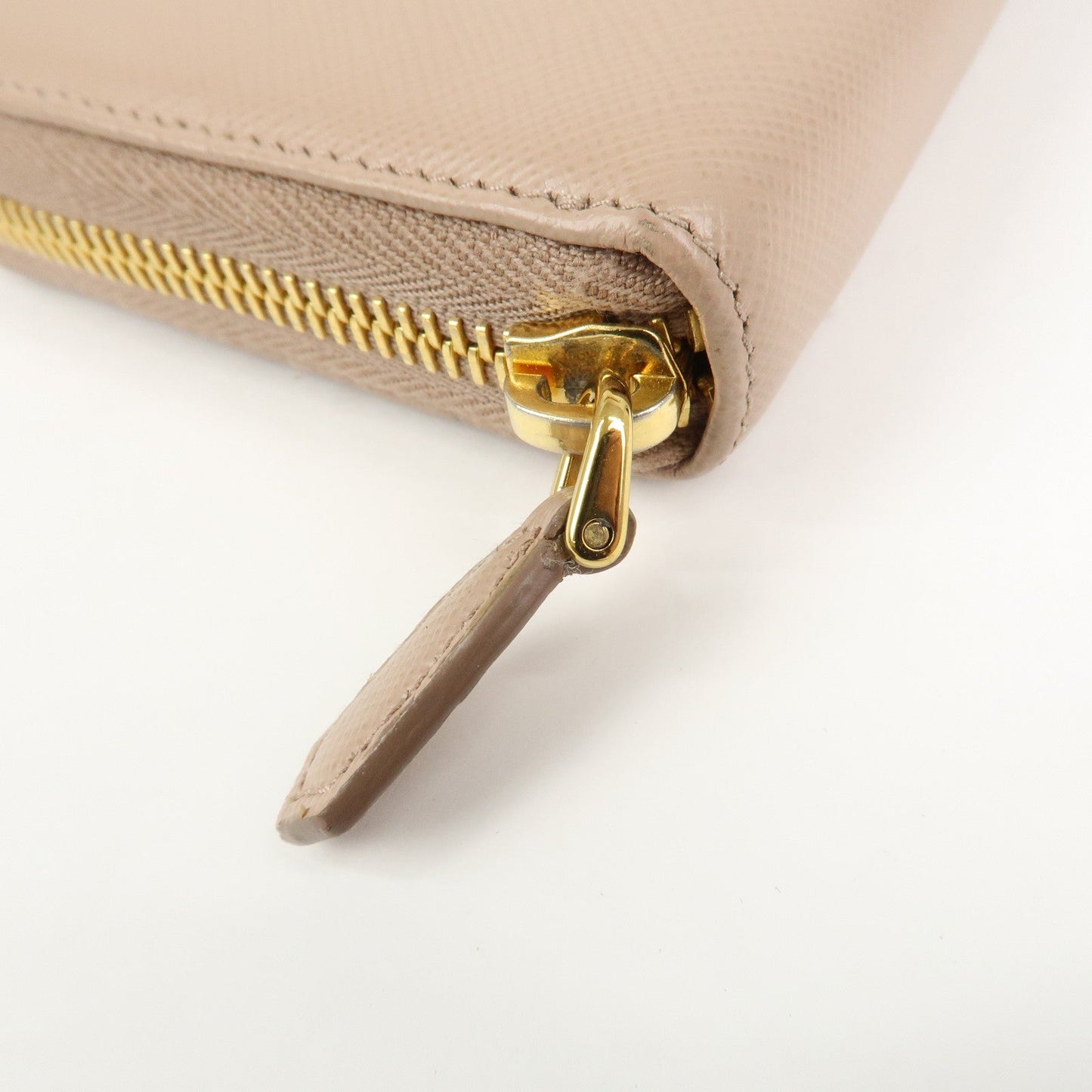 Prada Logo Saffiano Leather Round Zippy Long Wallet Beige 1ML506【Pre-order】
