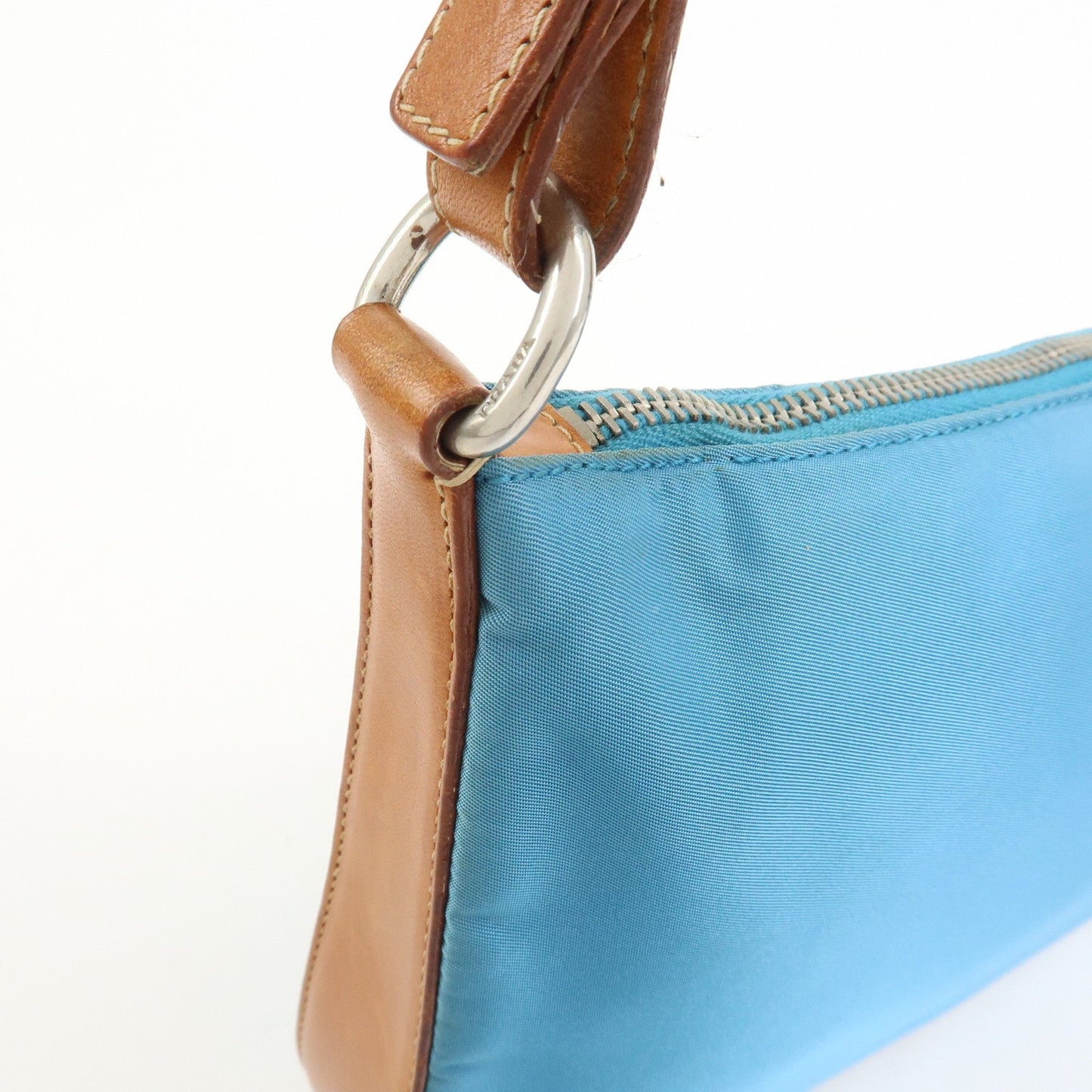 Prada Triangle Logo Nylon Leather Shoulder Bag Blue Brown BR2205【Pre-order】