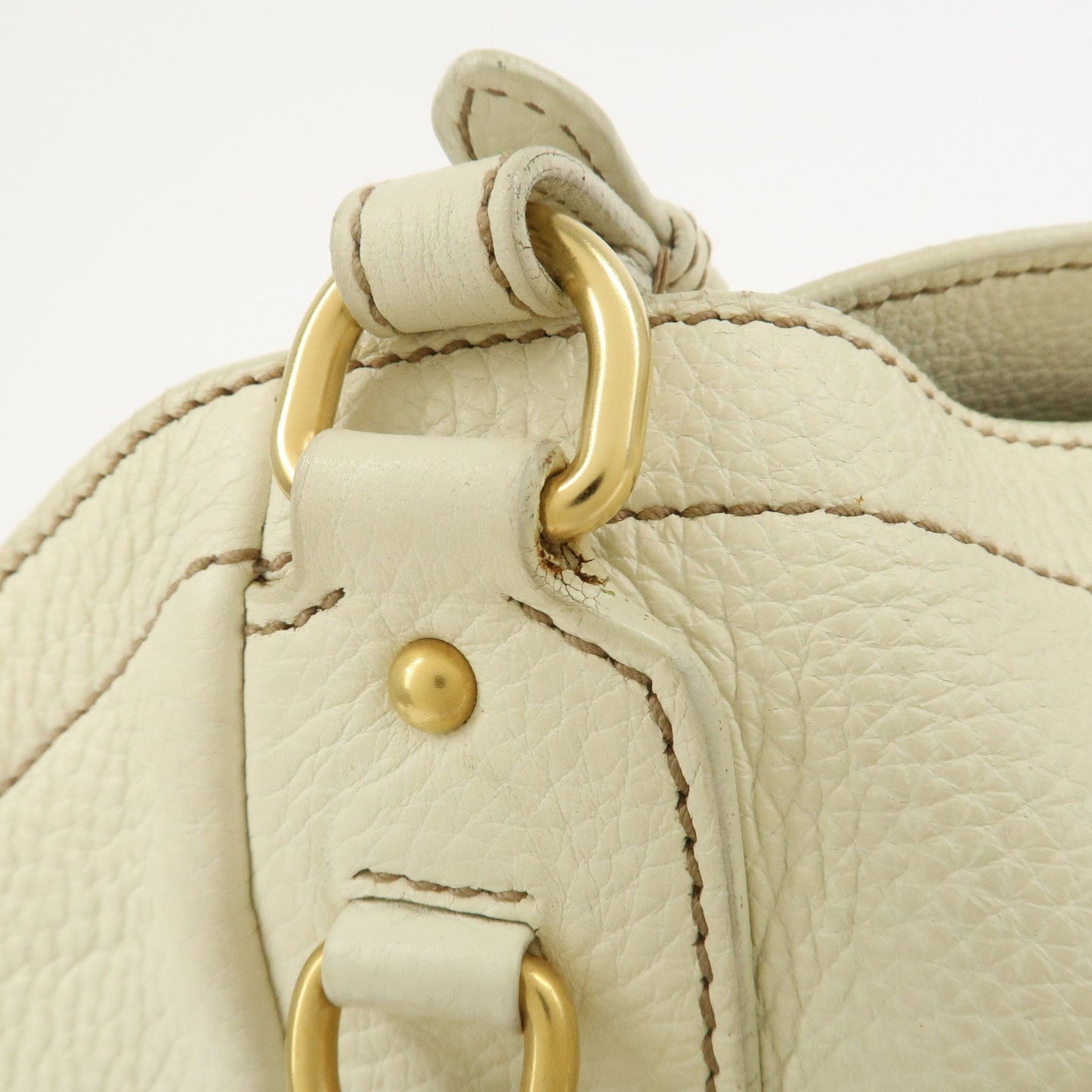 Prada Logo Calf Leather Tote Bag Shoulder Bag Ivory BR3844【Pre-order】