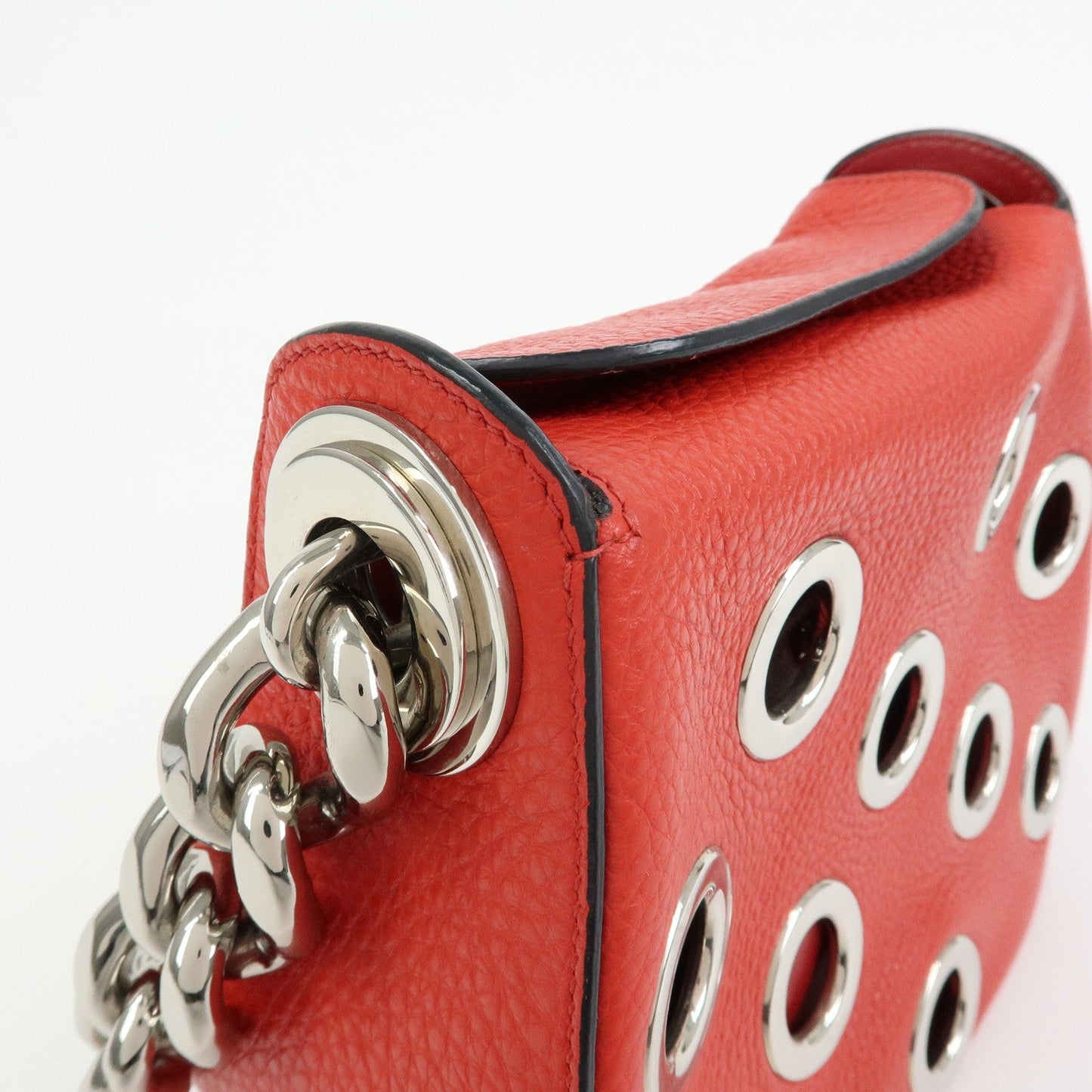 Prada Grommet Leather Chain Shoulder Bag Hand Bag Red【Pre-order】