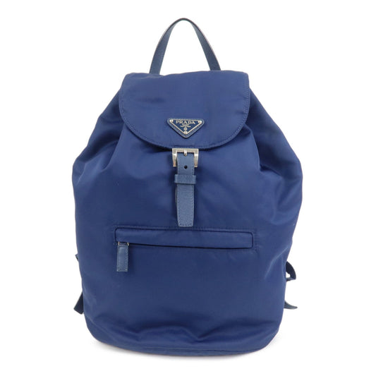 Prada Triangle Logo Nylon Saffiano Leather Backpack Navy BZ0032【Pre-order】