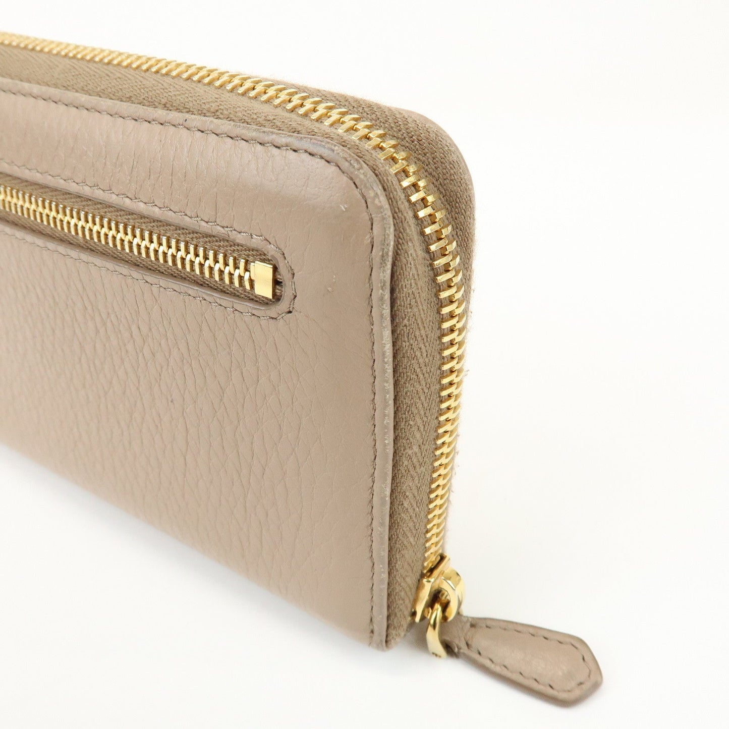 Prada Calf Leather Compact Round Zippy Wallet Beige Gold【Pre-order】