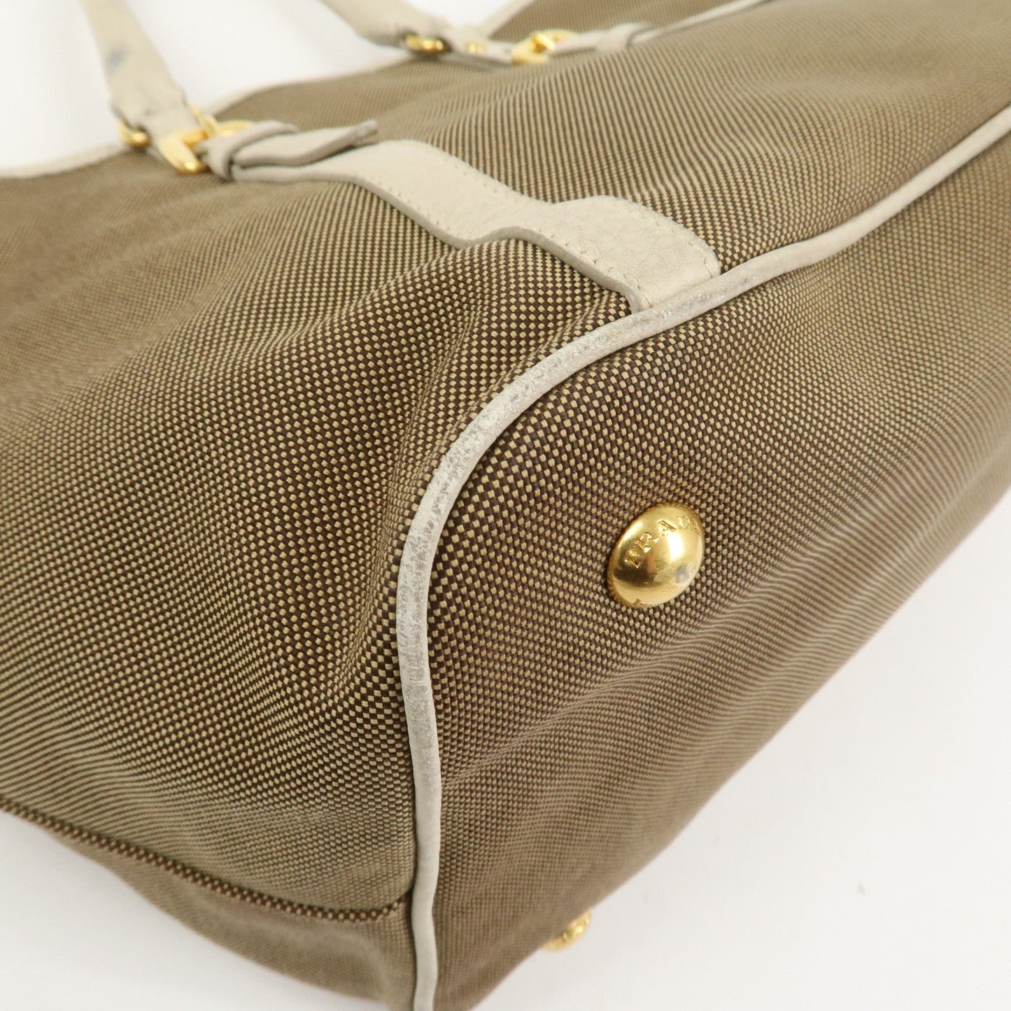 Prada Logo Jacguard Leather 2Way Tote Bag Brown Ivory BN1841【Pre-order】