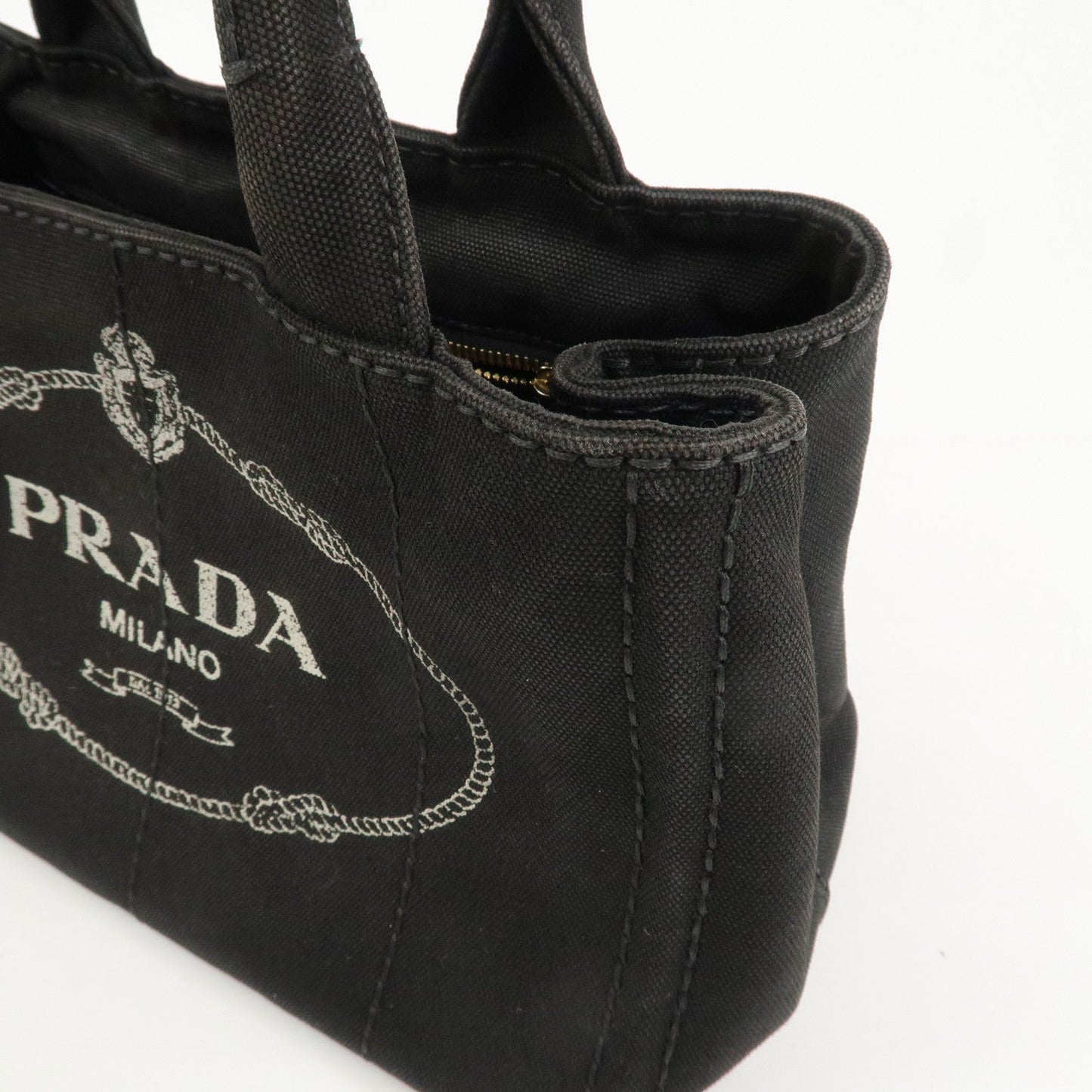 Prada Canapa Mini Canvas 2Way Hand Bag Tote Bag Black 1BG439 Used【Pre-order】