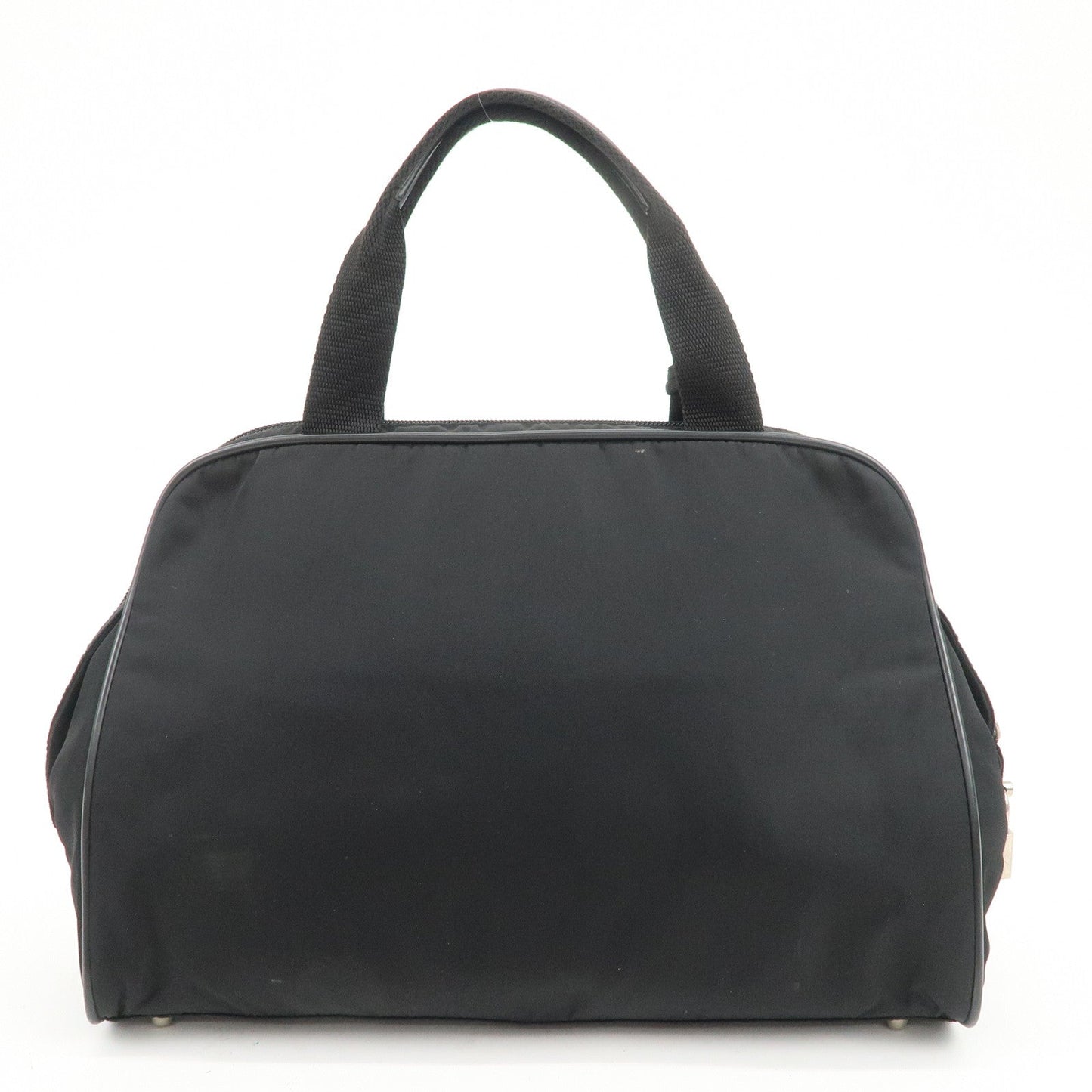 Prada Triangle Logo Nylon Leather Hand Bag Boston Bag Black【Pre-order】