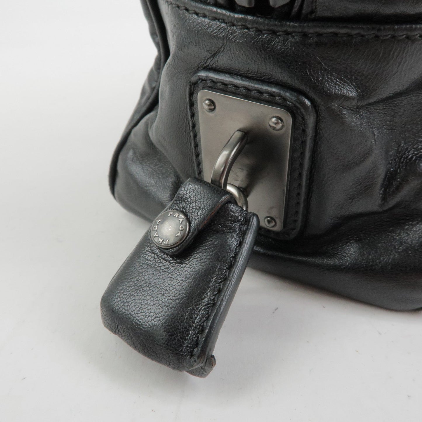 Prada Leather Boston Bag Hand Bag Black BL0758【Pre-order】