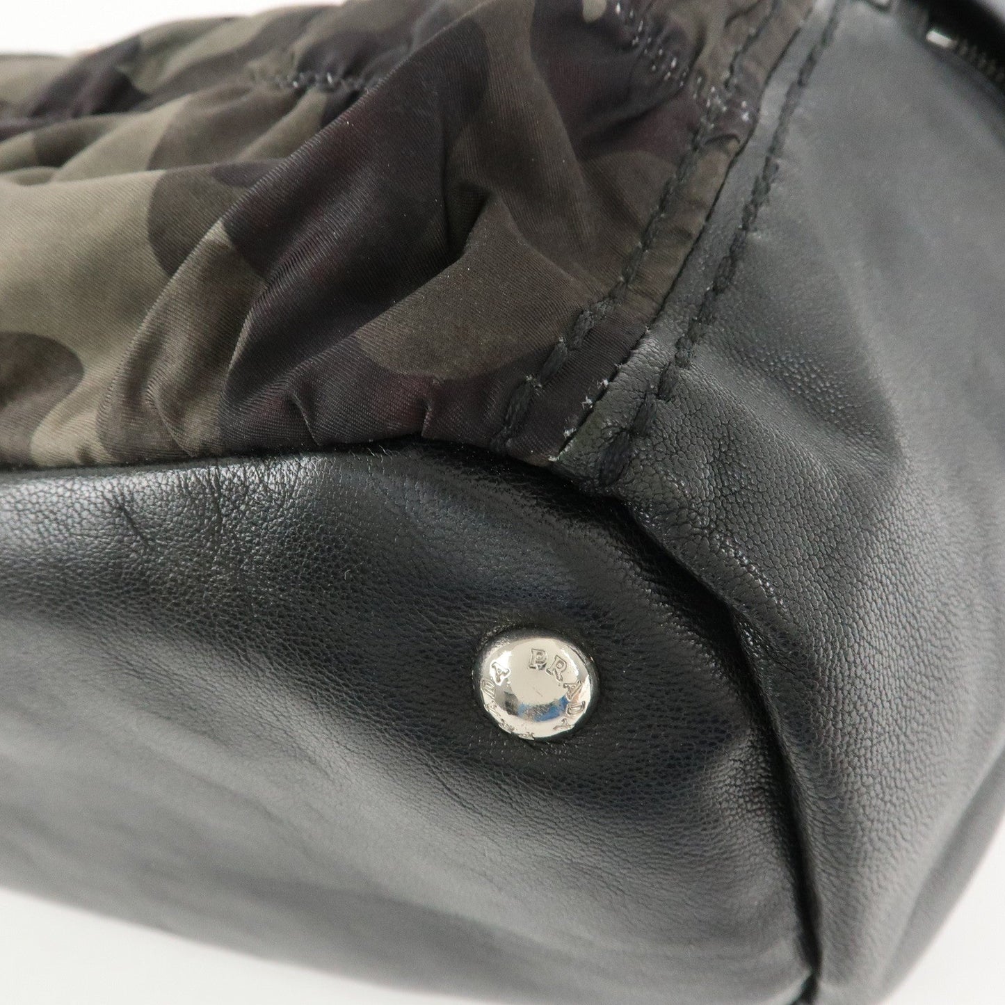 Prada Logo Nylon Leather Gathered 2Way Shoulder Hand Bag BN4586【Pre-order】