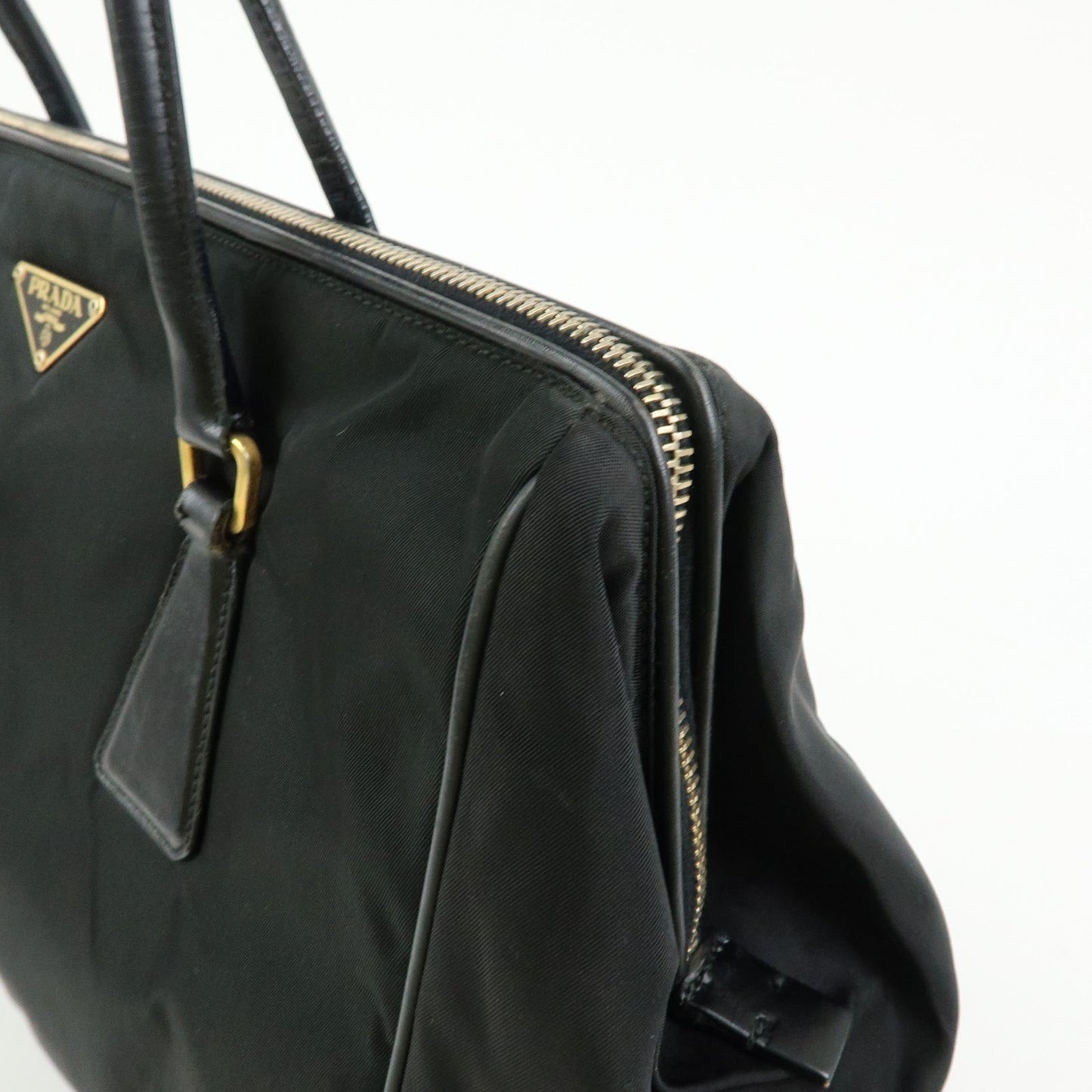 Prada Triangle Logo Nylon Leather Hand Bag Tote Shoulder Bag Black【Pre-order】