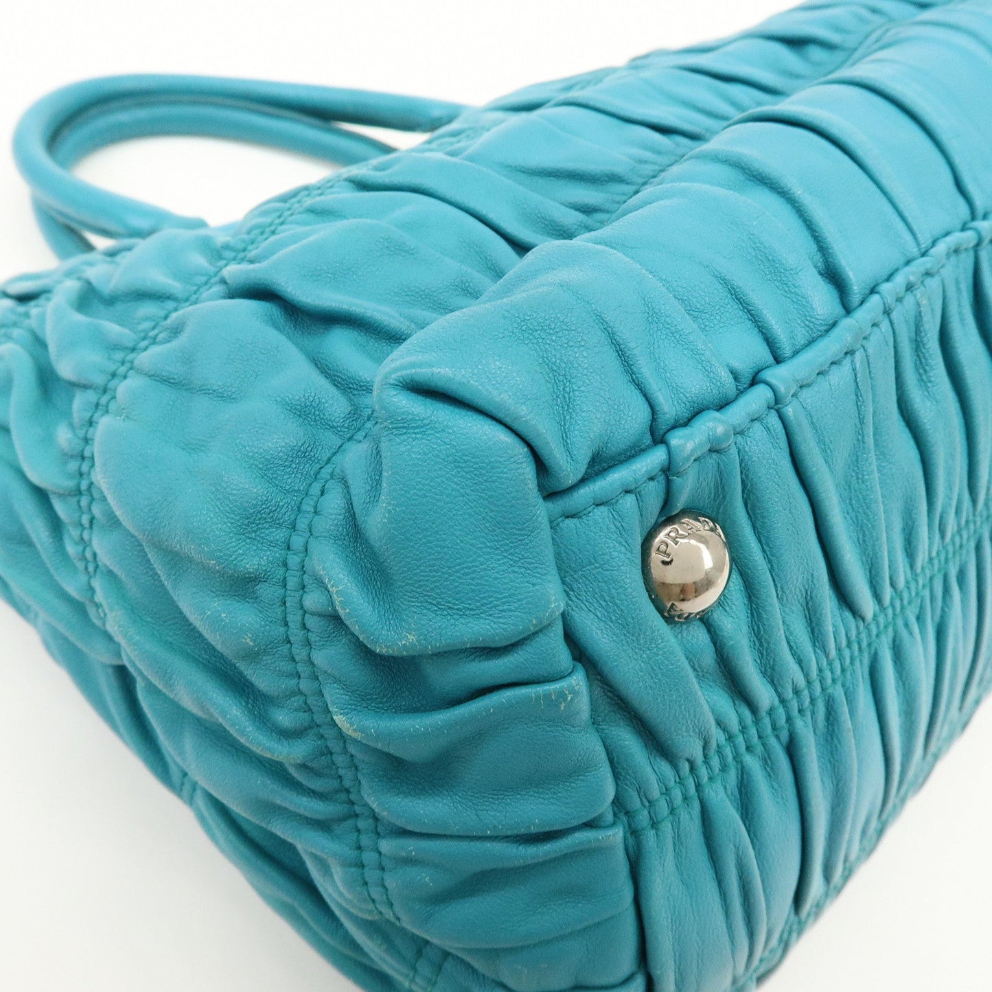 Prada Leather 2Way Bag Hand Bag Shoulder Bag Turquoise Blue【Pre-order】