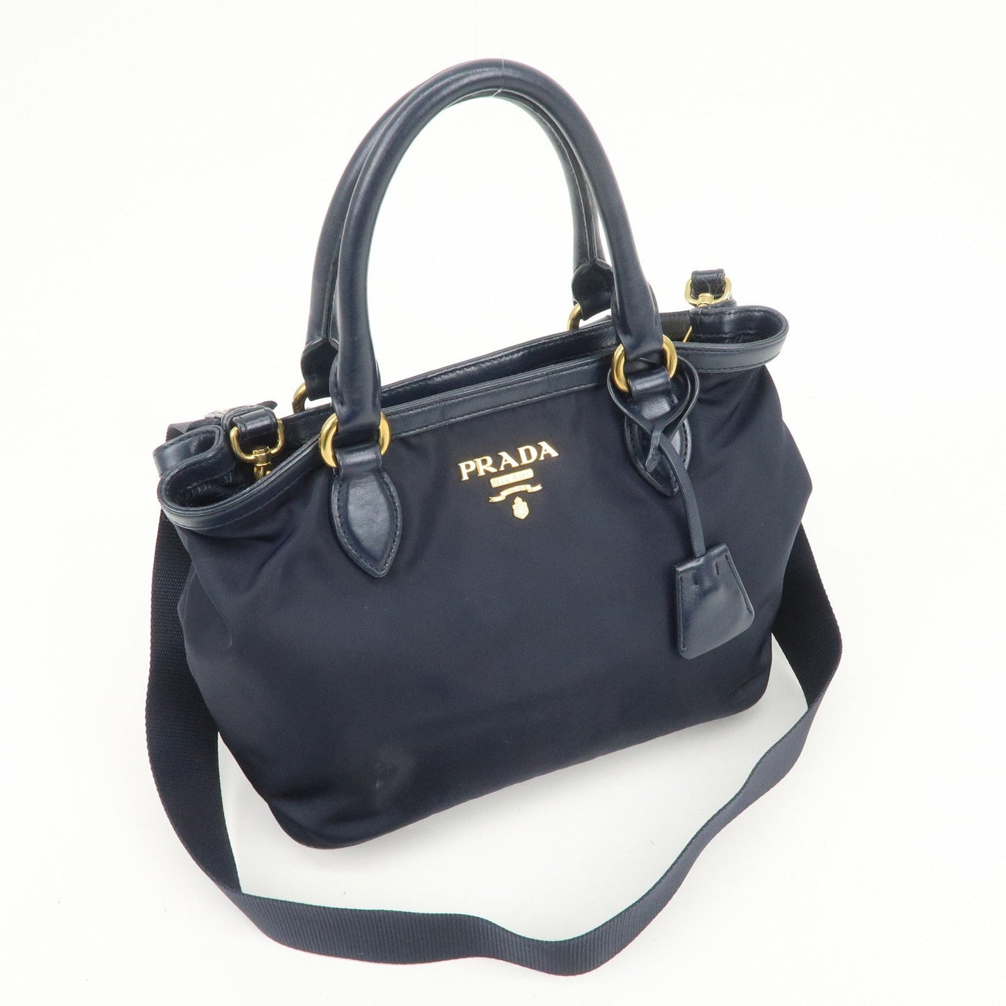 Prada Logo Nylon 2Way Bag Hand Bag Shoulder Bag Navy 1BA172【Pre-order】