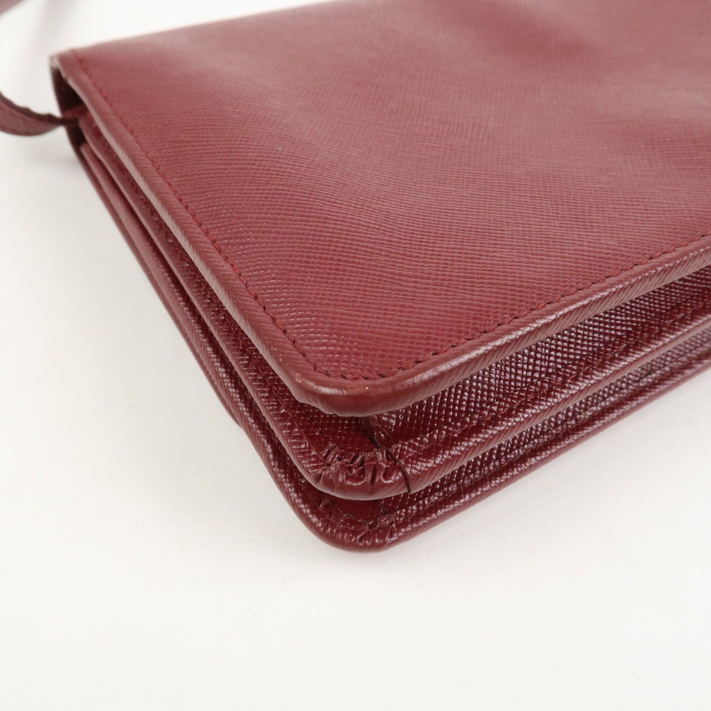 Prada Saffiano Leather Shoulder Wallet Red Gold BT1019【Pre-order】