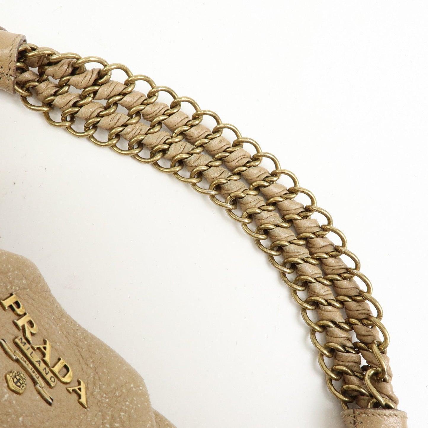Prada Logo Leather Chain One Shoulder Bag Light Brown BR4243【Pre-order】