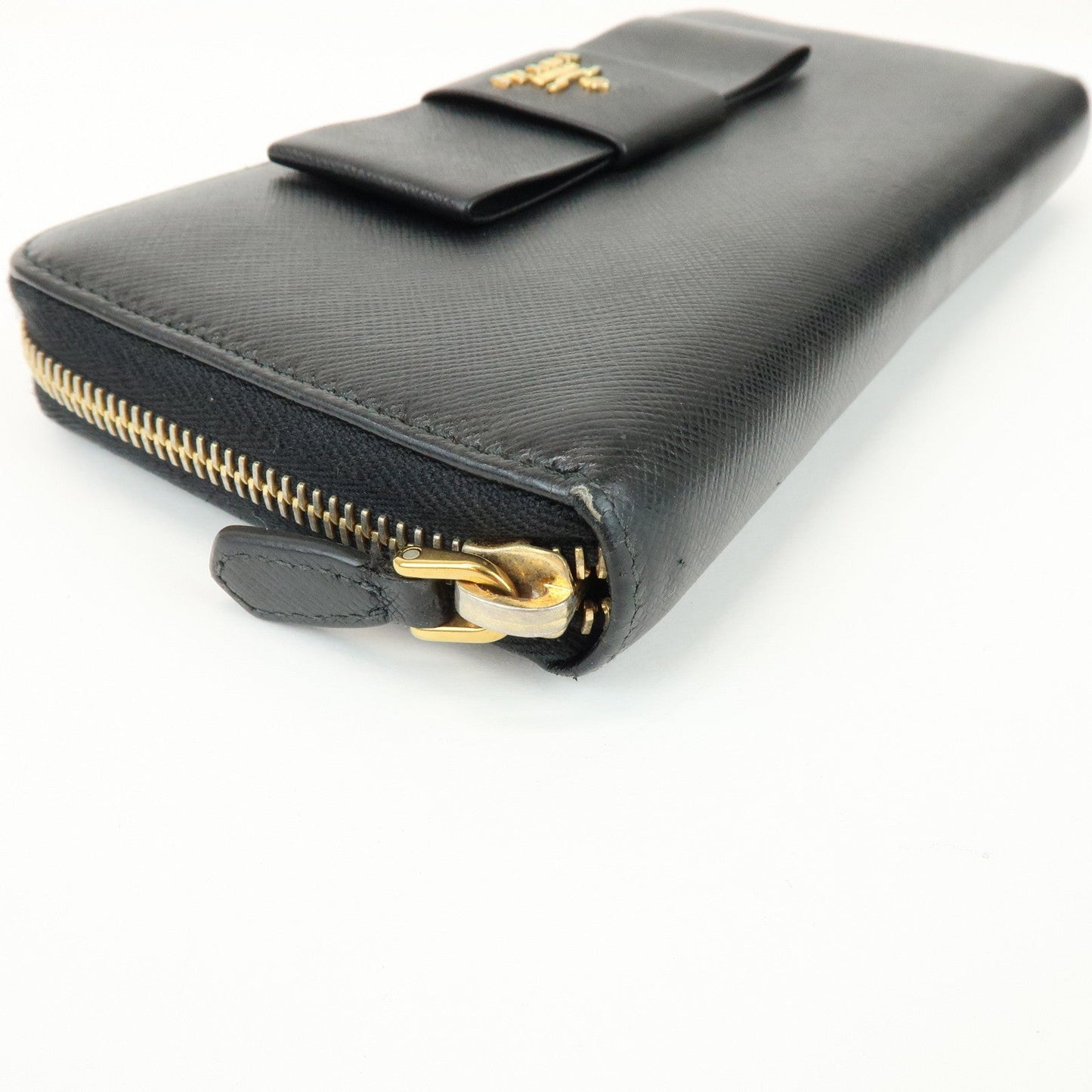 Prada Saffiano Leather Ribbon Round Zippy Wallet Black 1M0506【Pre-order】
