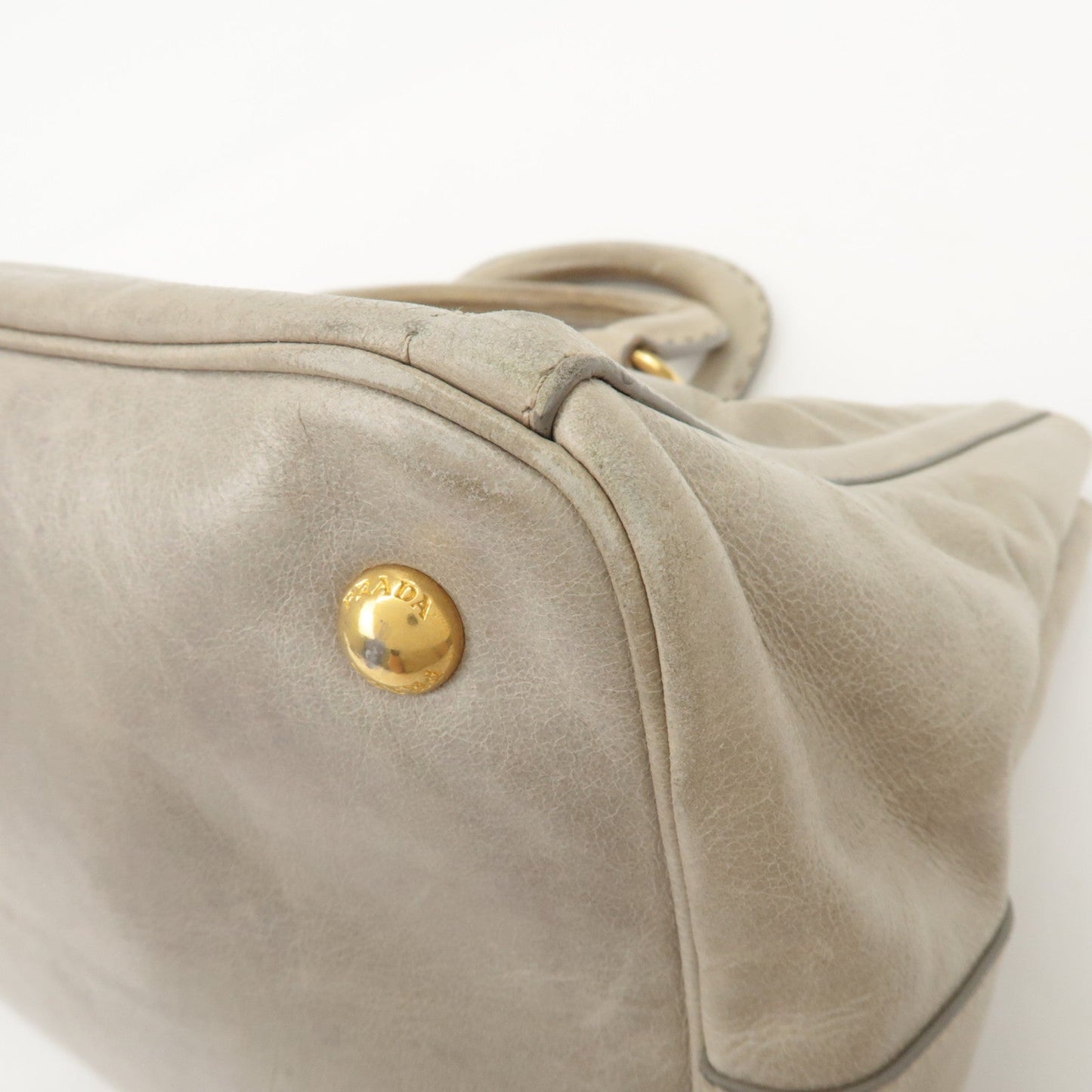 Prada Triangle Logo Leather 2Way Bag Tote Bag Gray BN2104 Used【Pre-order】