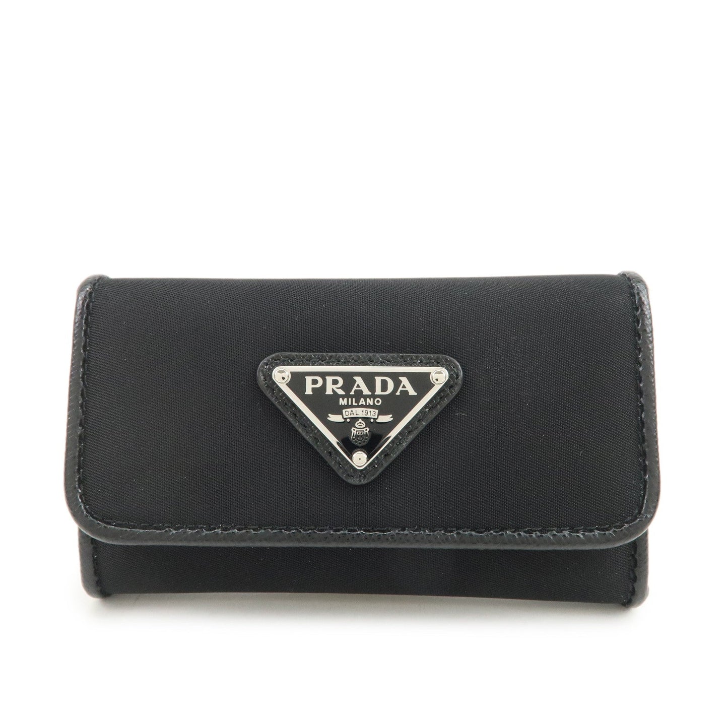 Prada Triangle Logo 6 Rings Key Case Key Holder Black 1PG222【Pre-order】
