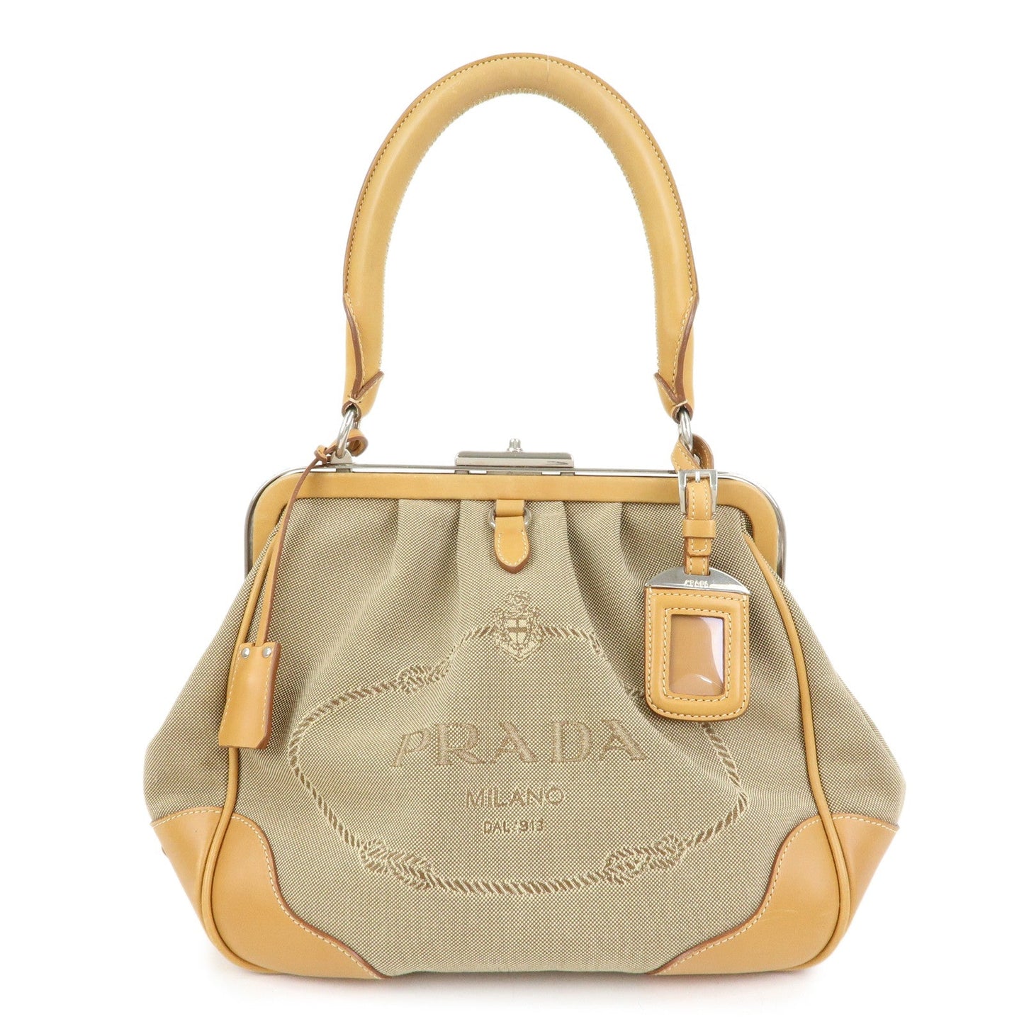 Prada Logo Jacquard Leather Shoulder Bag Light Brown BR3481【Pre-order】